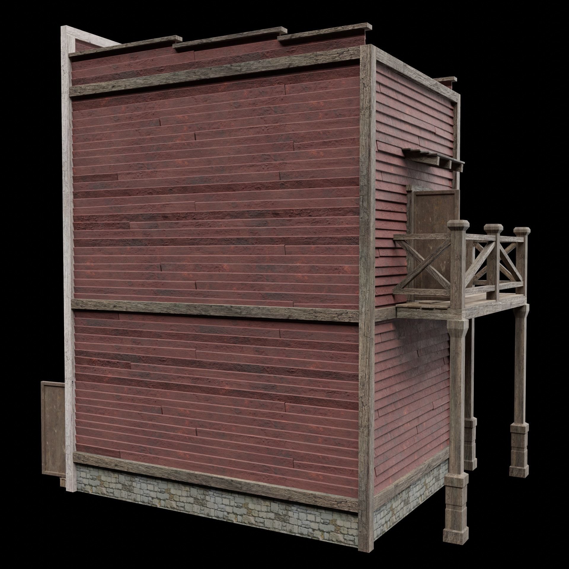 WILD WEST WESTERN HOUSE HUT COTTAGE CABIN BUILDING COLLECTION Low-poly 3D model_20