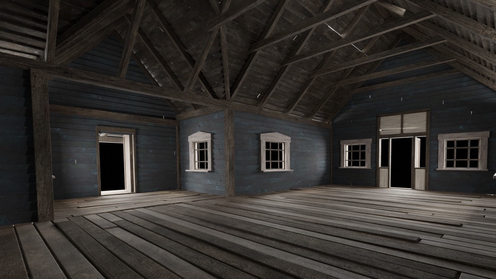 WILD WEST WESTERN HOUSE HUT COTTAGE CABIN BUILDING COLLECTION Low-poly 3D model_48