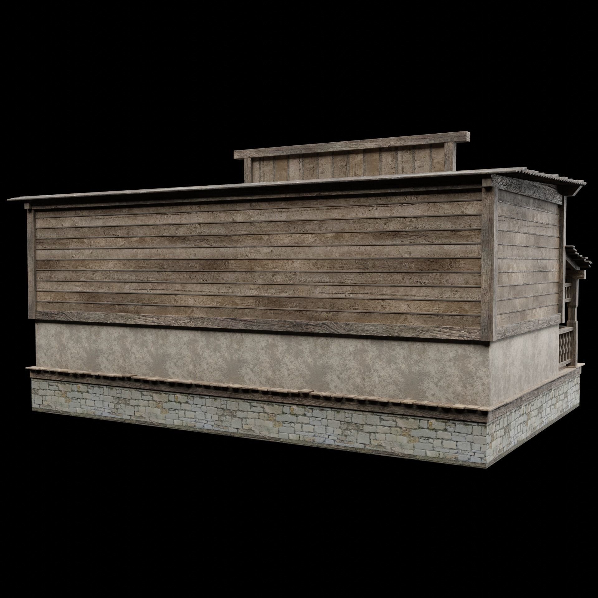 WILD WEST WESTERN HOUSE HUT COTTAGE CABIN BUILDING COLLECTION Low-poly 3D model_9