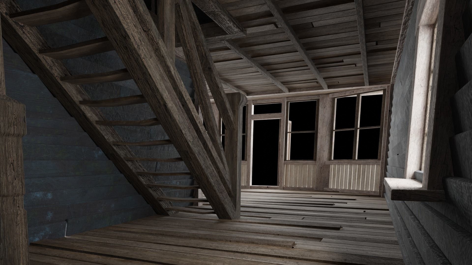 WILD WEST WESTERN HOUSE HUT COTTAGE CABIN BUILDING COLLECTION Low-poly 3D model_55