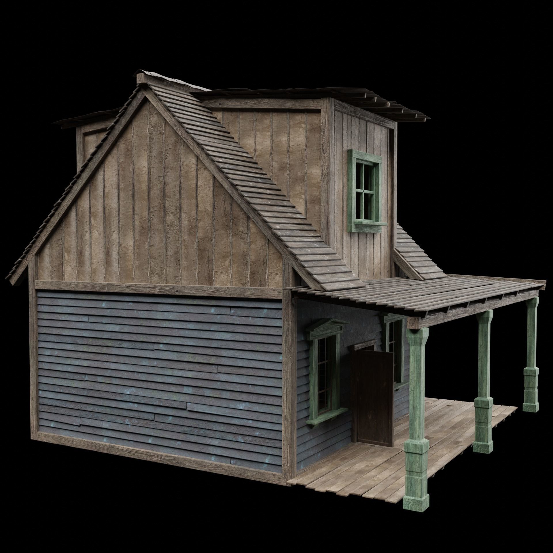 WILD WEST WESTERN HOUSE HUT COTTAGE CABIN BUILDING COLLECTION Low-poly 3D model_41