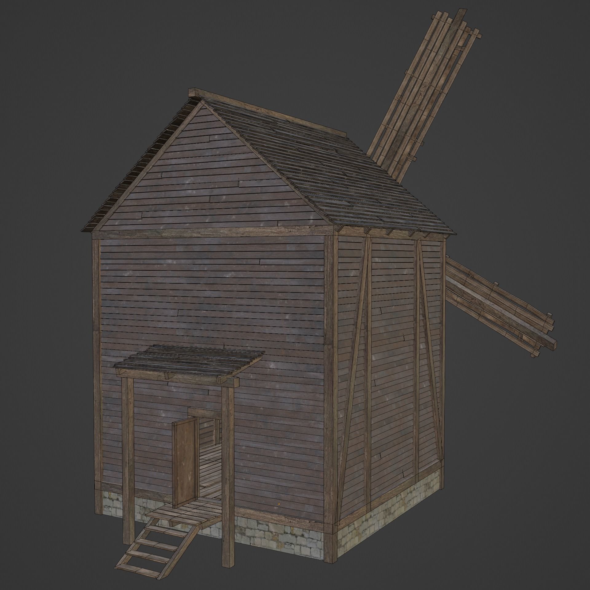 WILD WEST WESTERN WINDMILL WIND MILL TURBINE COLLECTION Low-poly 3D model_21