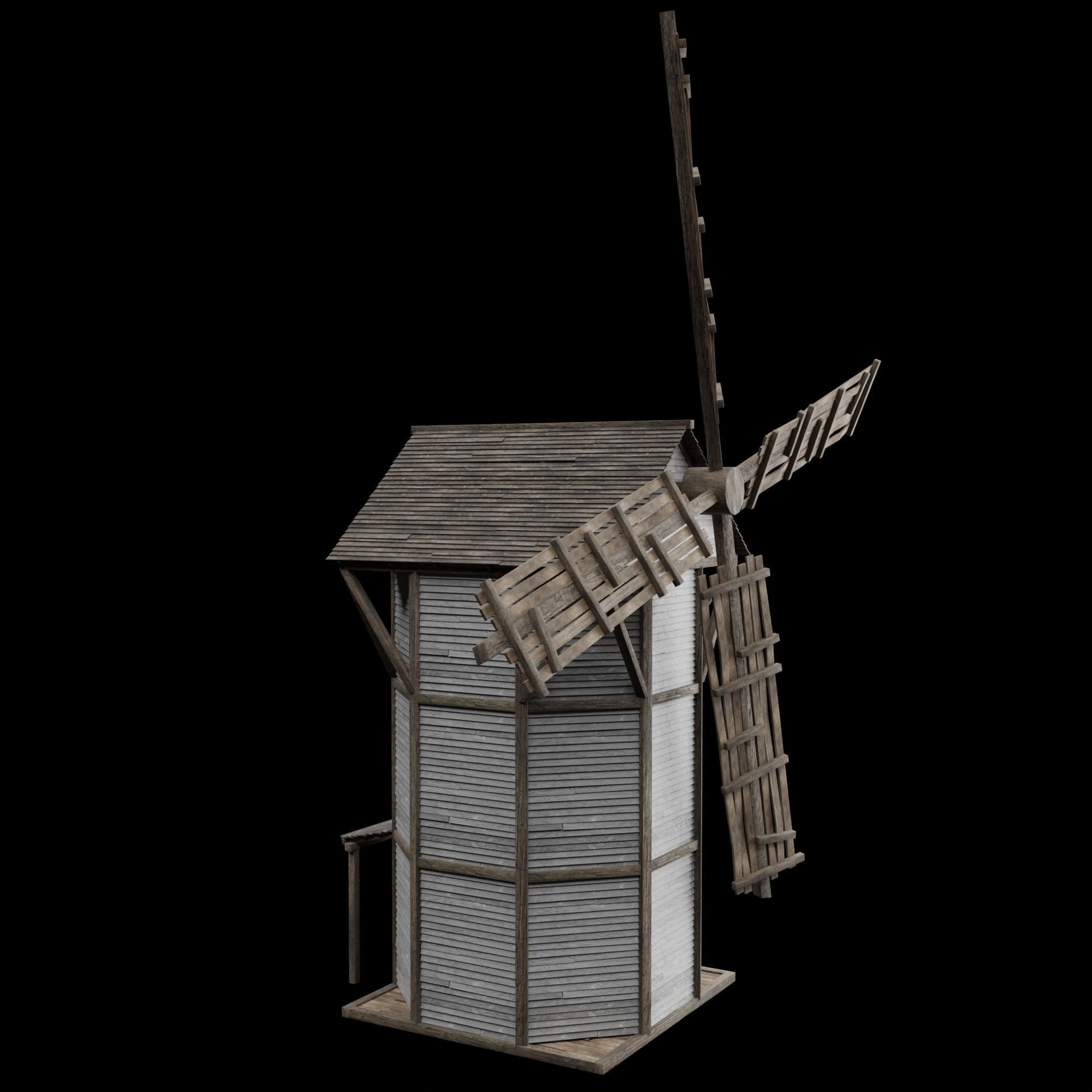 WILD WEST WESTERN WINDMILL WIND MILL TURBINE COLLECTION Low-poly 3D model_9