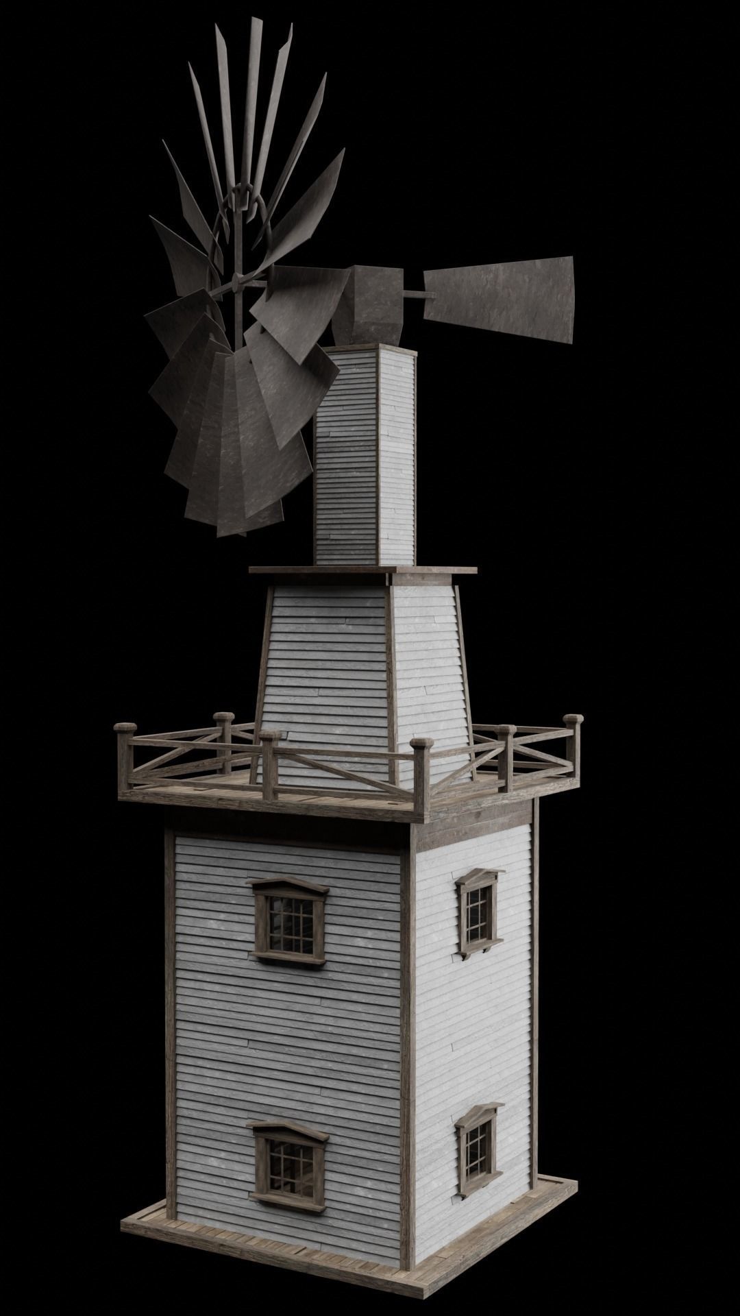WILD WEST WESTERN WINDMILL WIND MILL TURBINE COLLECTION Low-poly 3D model_2