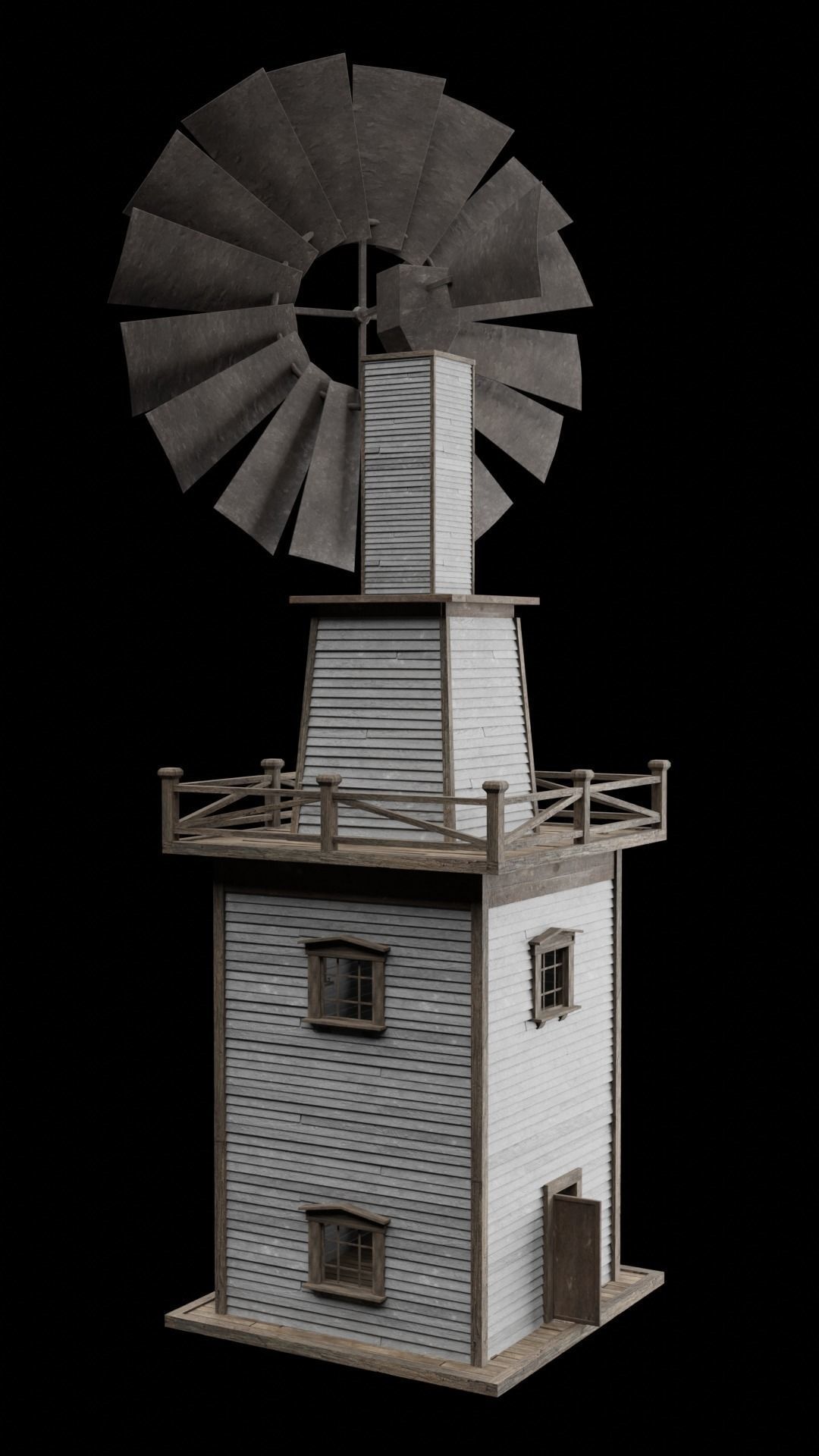 WILD WEST WESTERN WINDMILL WIND MILL TURBINE COLLECTION Low-poly 3D model_3