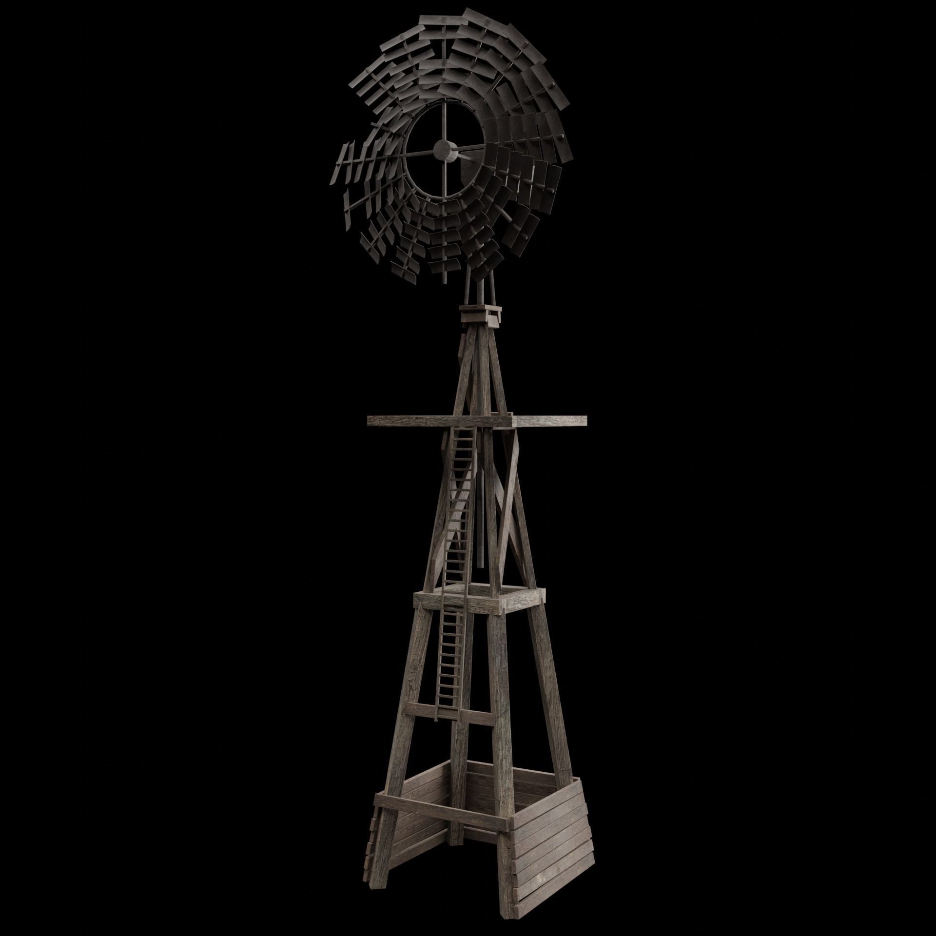 WILD WEST WESTERN WINDMILL WIND MILL TURBINE COLLECTION Low-poly 3D model_24