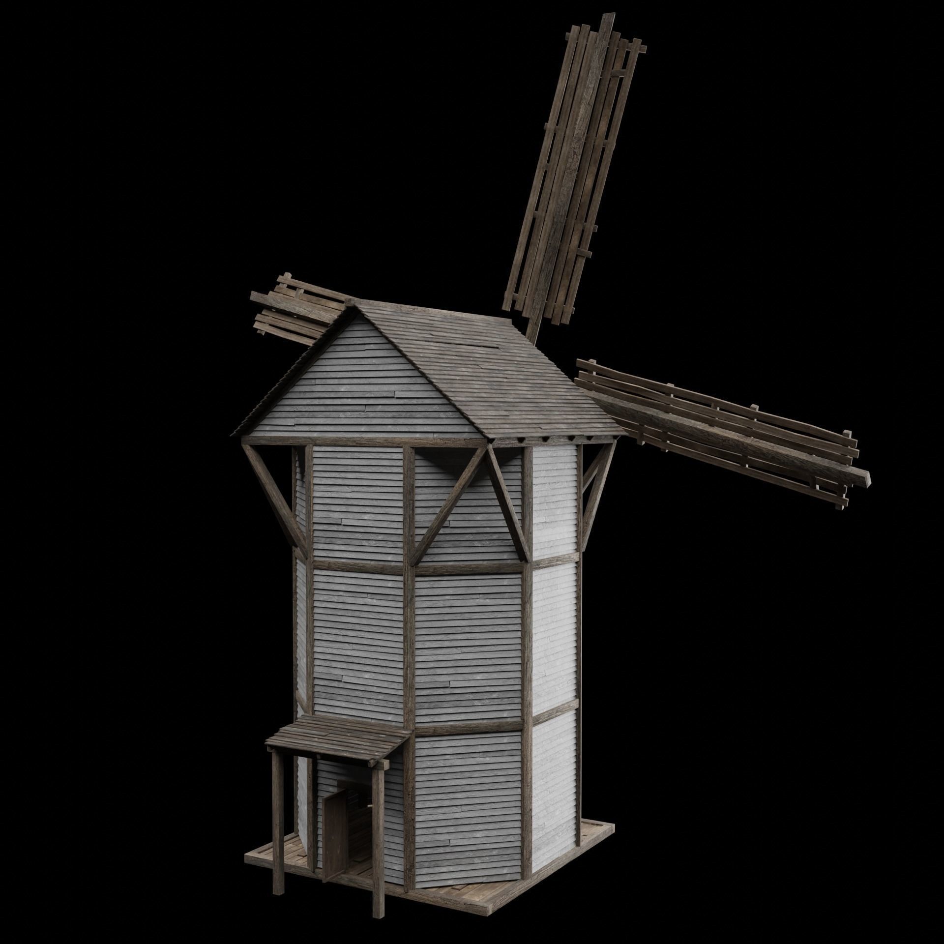 WILD WEST WESTERN WINDMILL WIND MILL TURBINE COLLECTION Low-poly 3D model_8