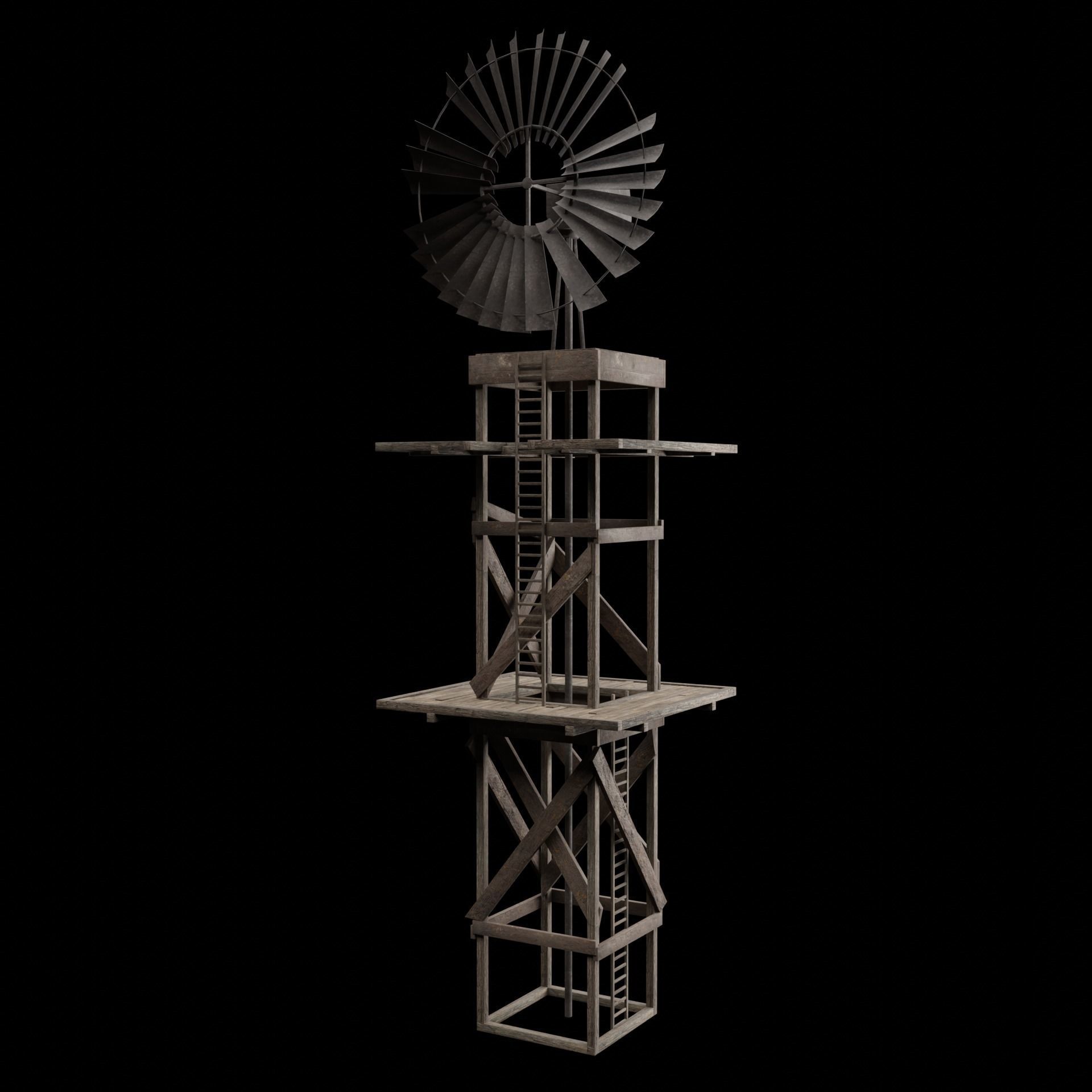 WILD WEST WESTERN WINDMILL WIND MILL TURBINE COLLECTION Low-poly 3D model_28