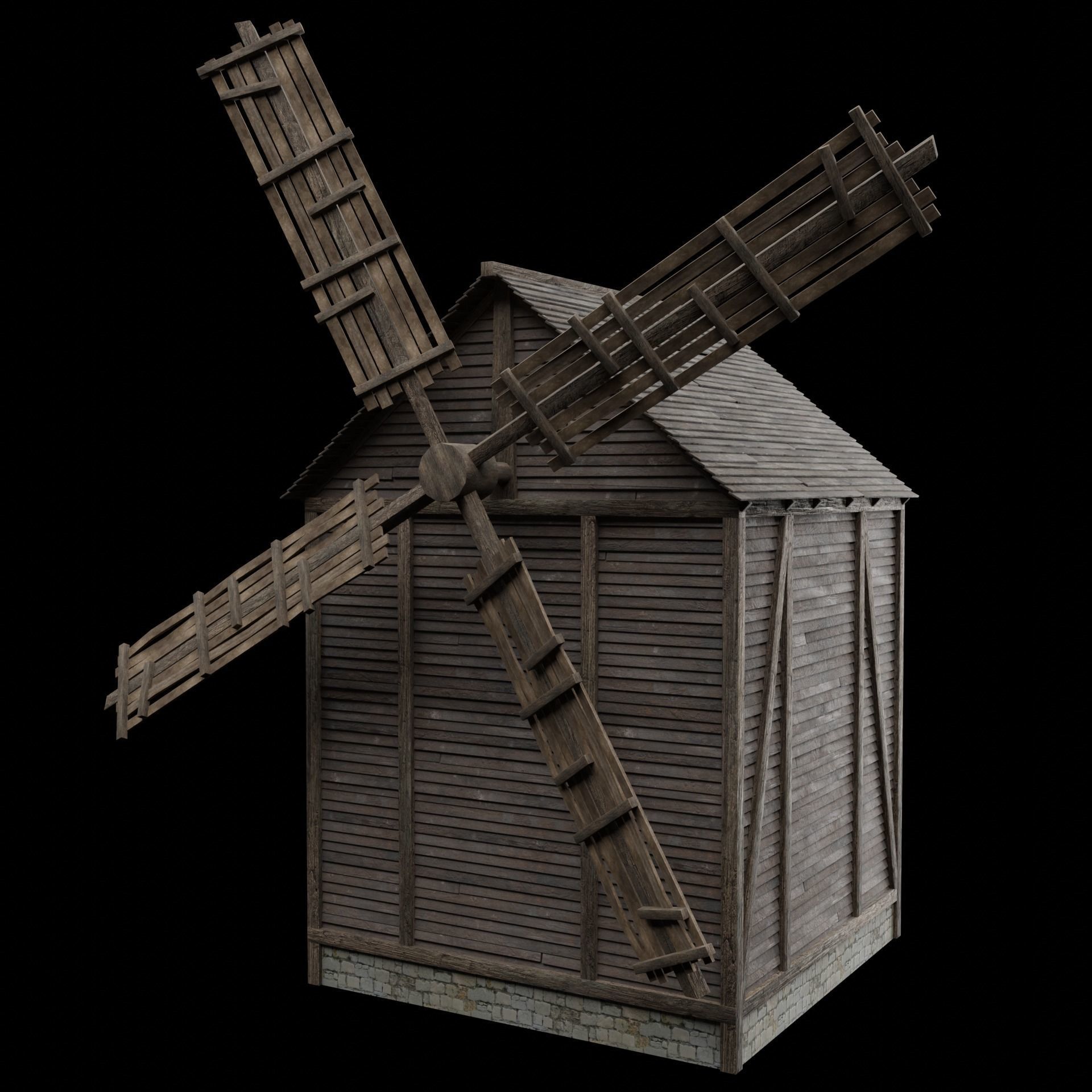 WILD WEST WESTERN WINDMILL WIND MILL TURBINE COLLECTION Low-poly 3D model_18