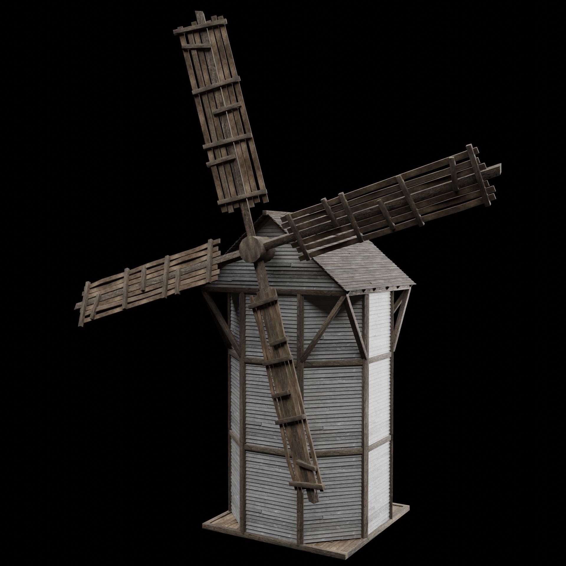 WILD WEST WESTERN WINDMILL WIND MILL TURBINE COLLECTION Low-poly 3D model_6