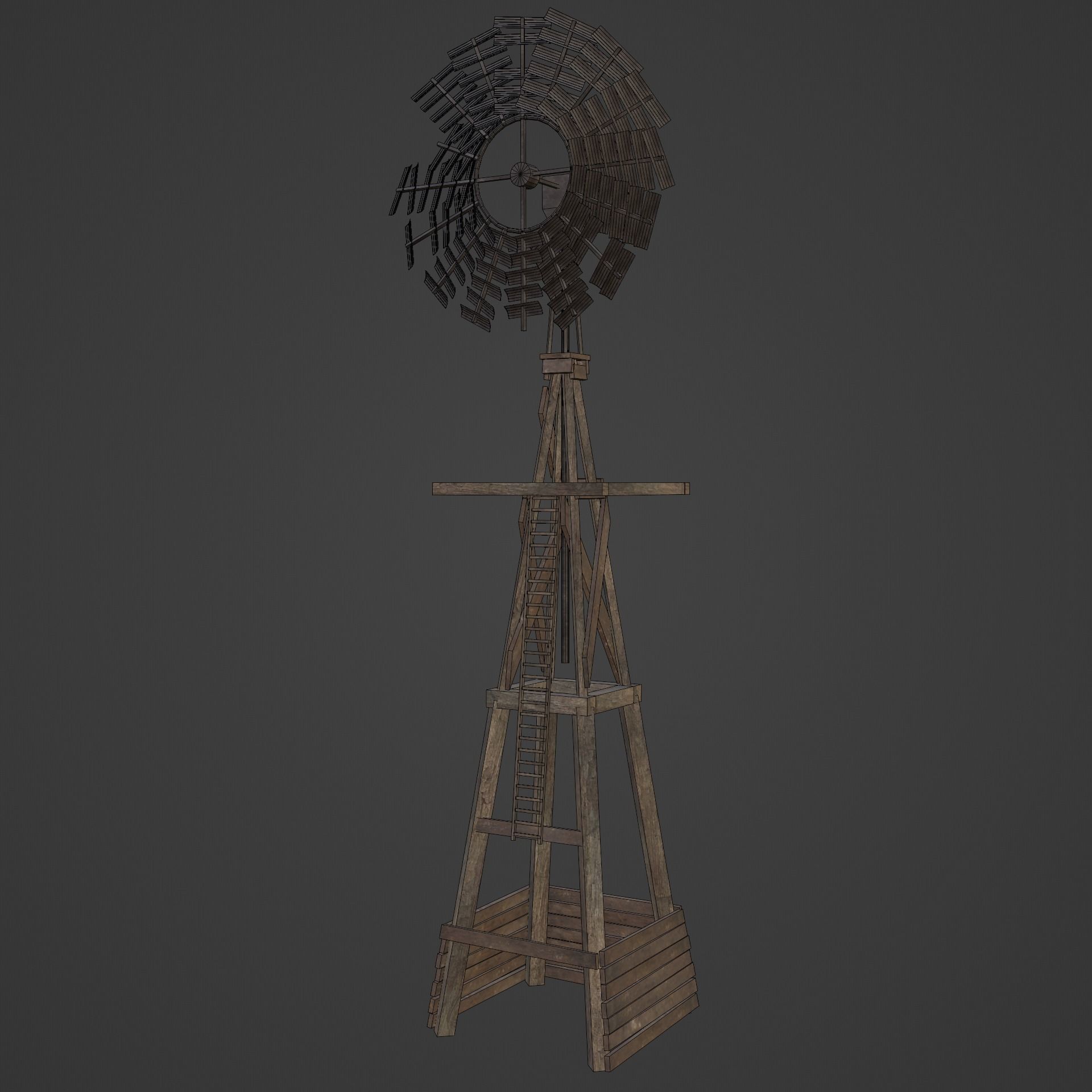 WILD WEST WESTERN WINDMILL WIND MILL TURBINE COLLECTION Low-poly 3D model_25