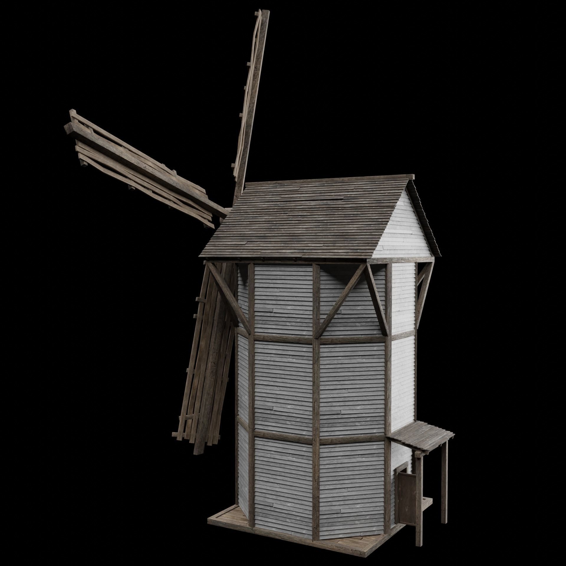 WILD WEST WESTERN WINDMILL WIND MILL TURBINE COLLECTION Low-poly 3D model_7
