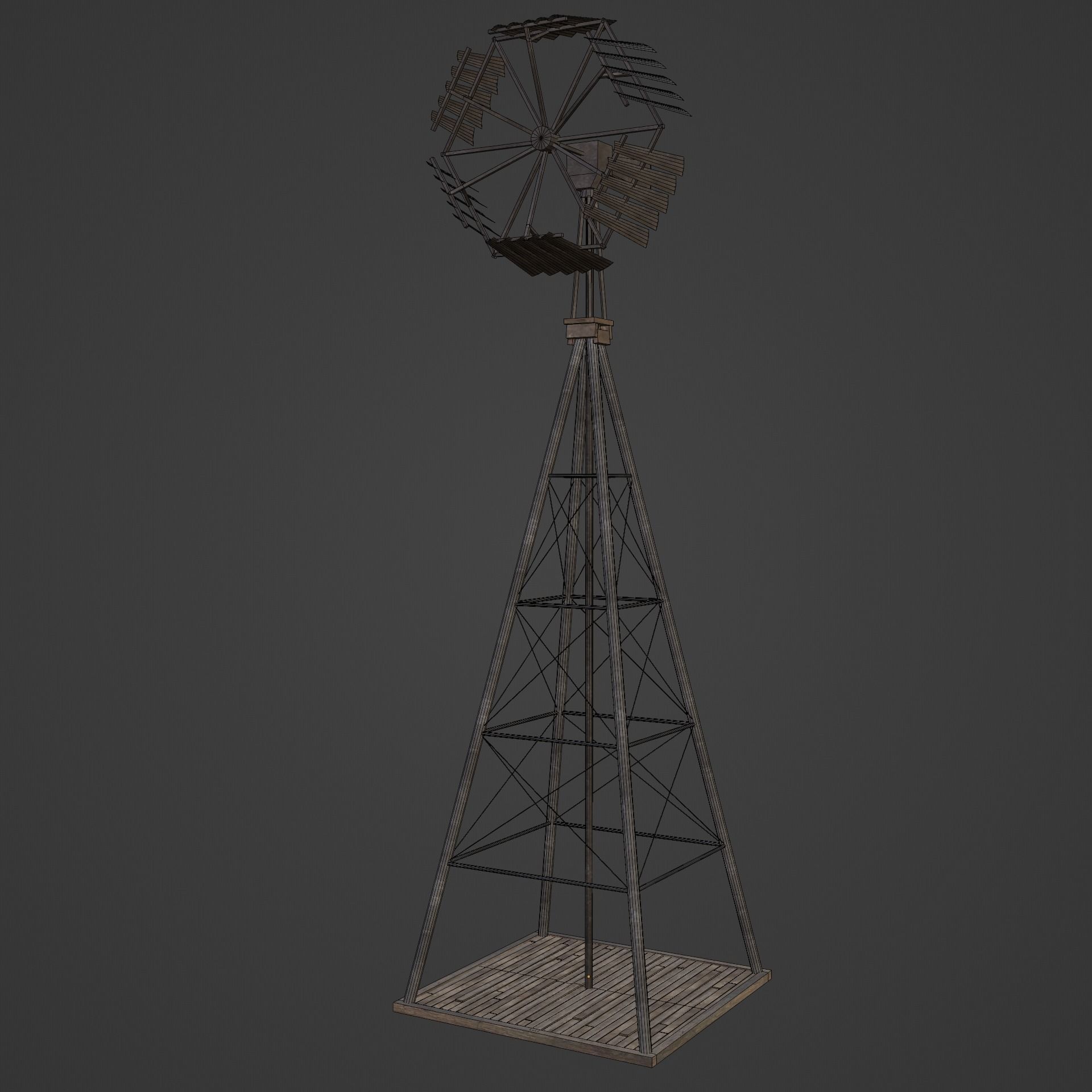 WILD WEST WESTERN WINDMILL WIND MILL TURBINE COLLECTION Low-poly 3D model_27