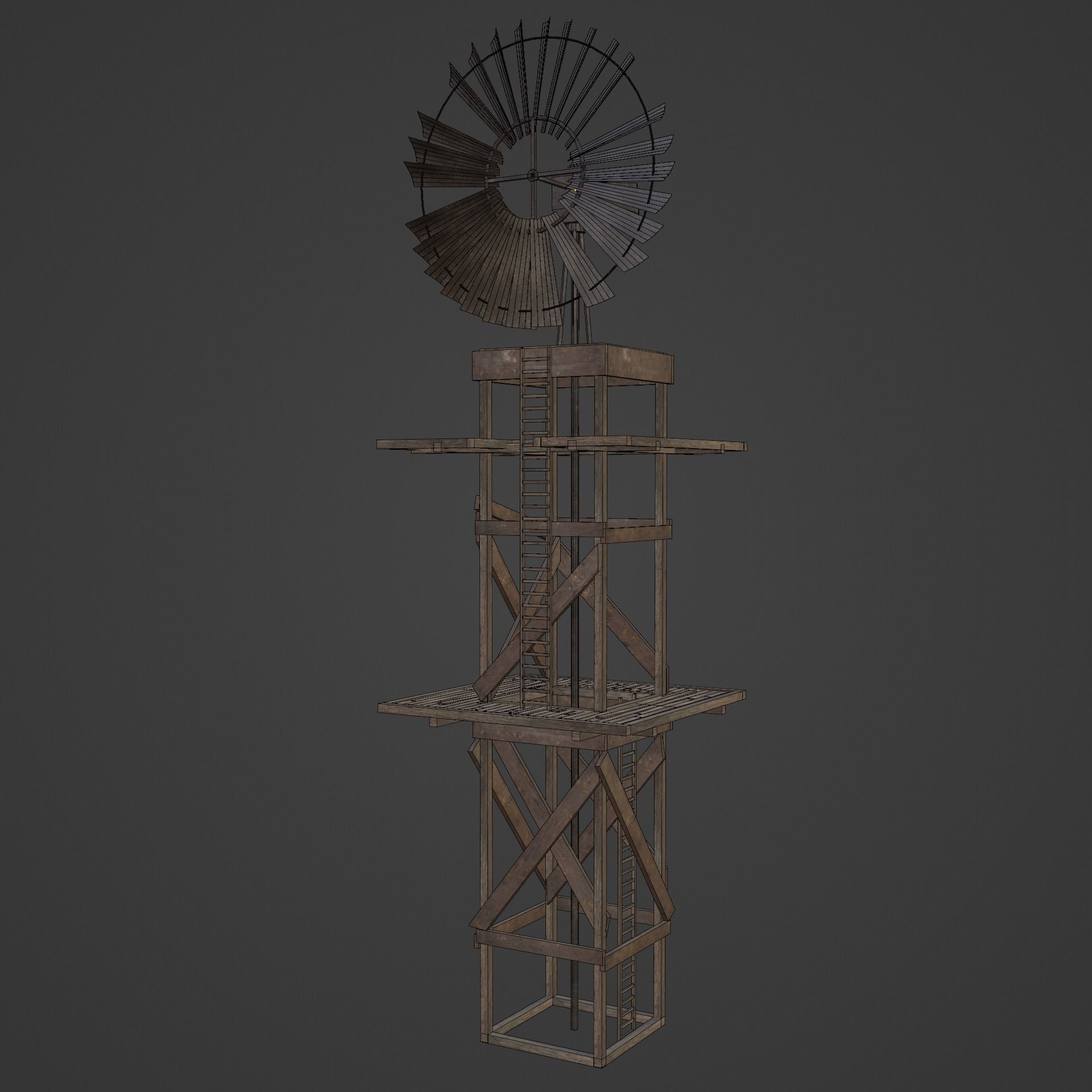 WILD WEST WESTERN WINDMILL WIND MILL TURBINE COLLECTION Low-poly 3D model_29