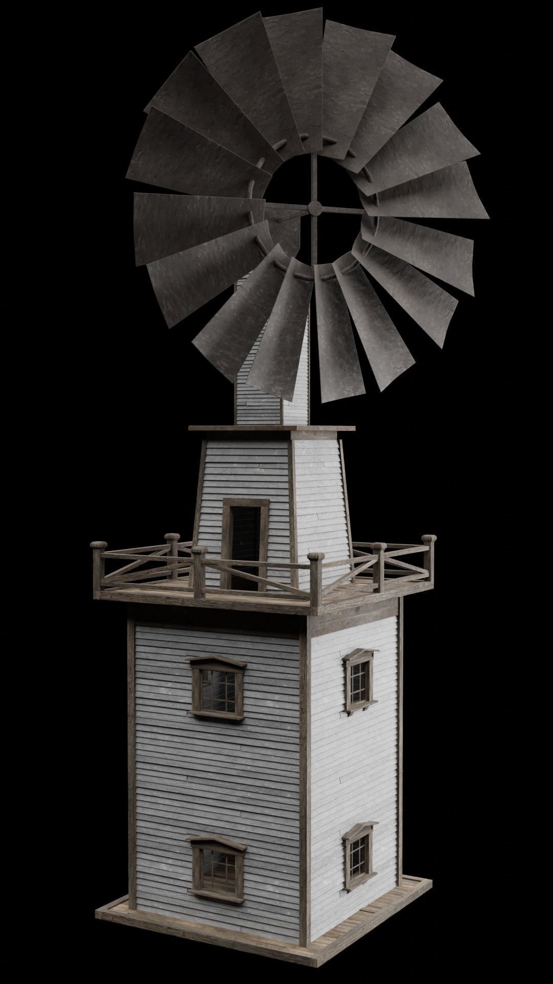 WILD WEST WESTERN WINDMILL WIND MILL TURBINE COLLECTION Low-poly 3D model_5