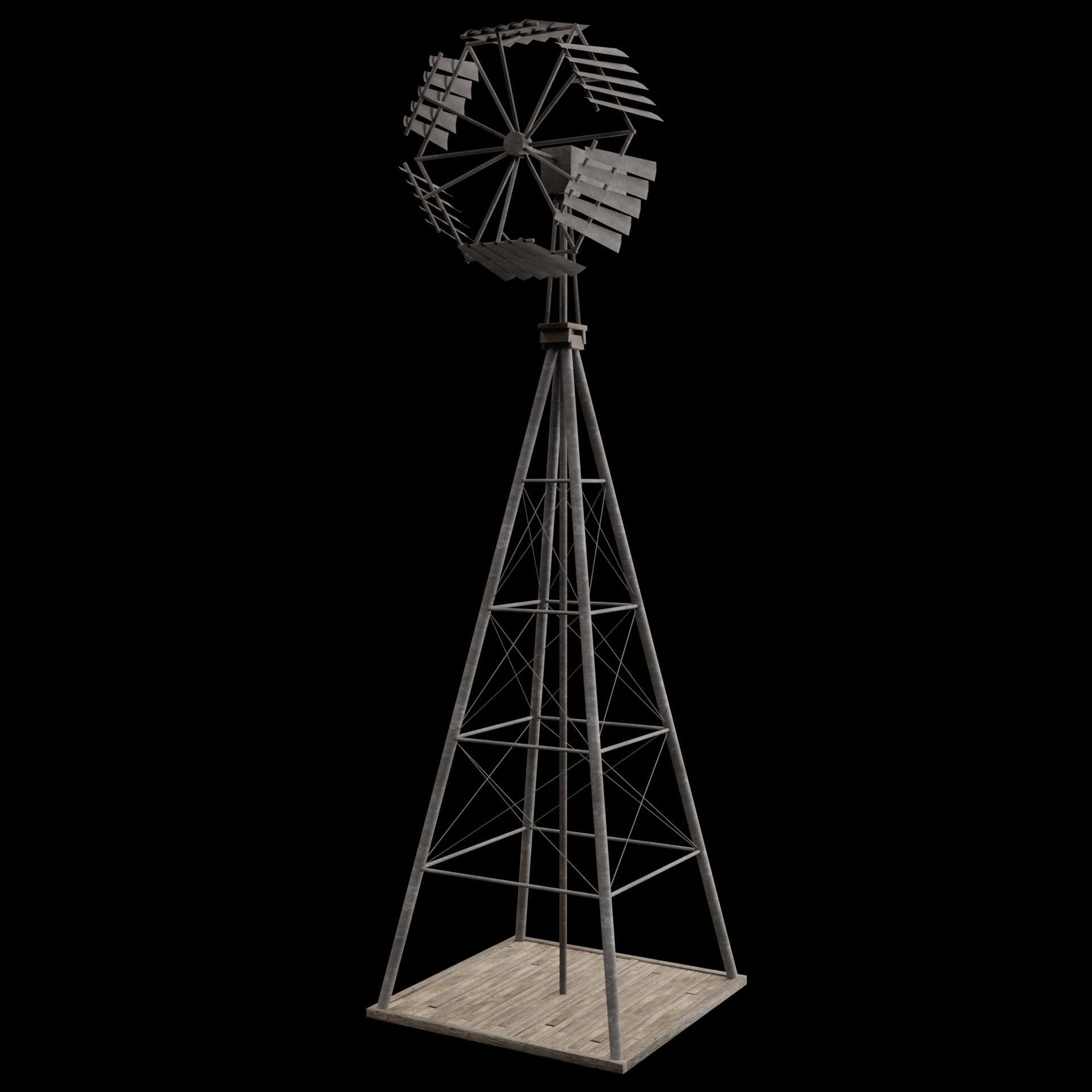WILD WEST WESTERN WINDMILL WIND MILL TURBINE COLLECTION Low-poly 3D model_26