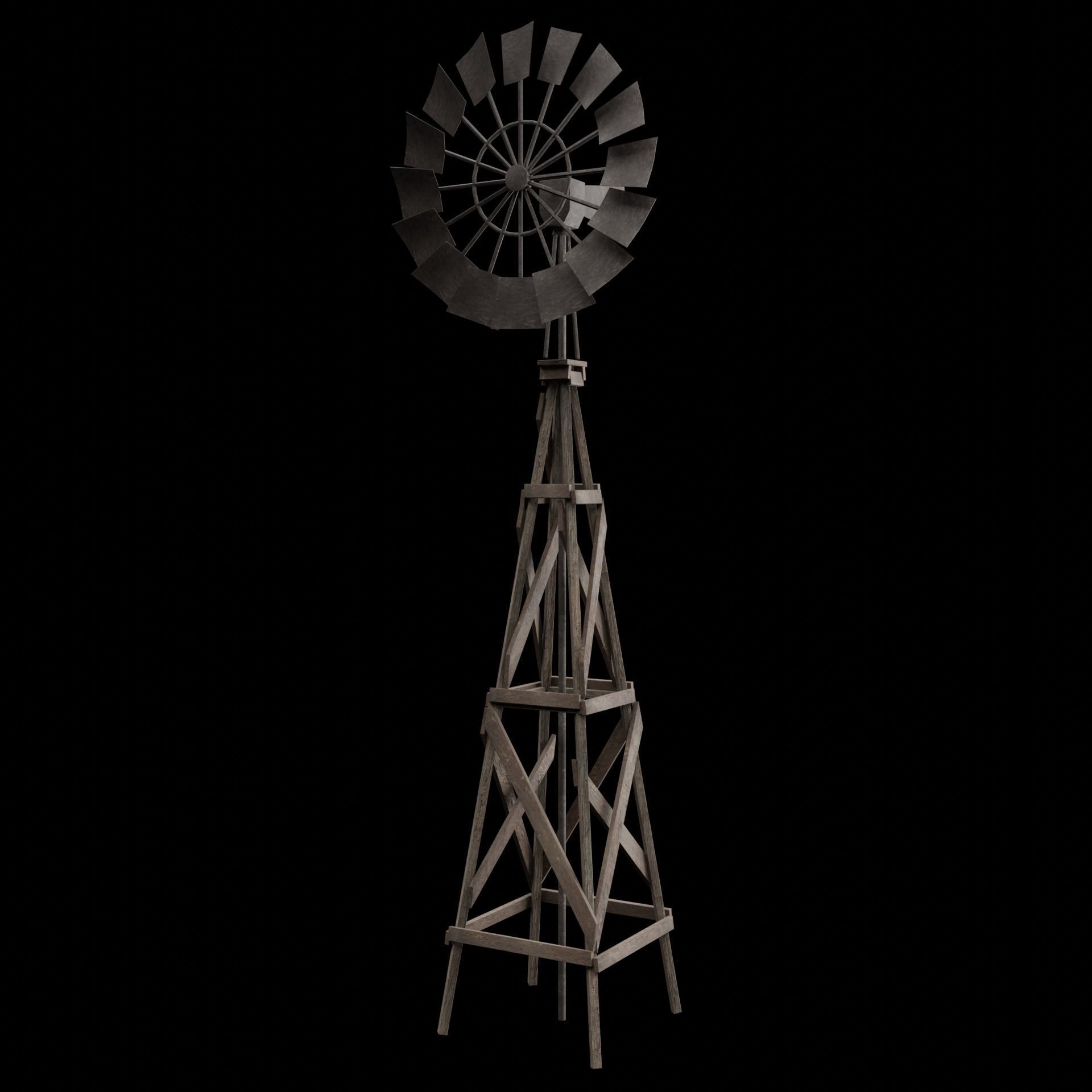 WILD WEST WESTERN WINDMILL WIND MILL TURBINE COLLECTION Low-poly 3D model_22