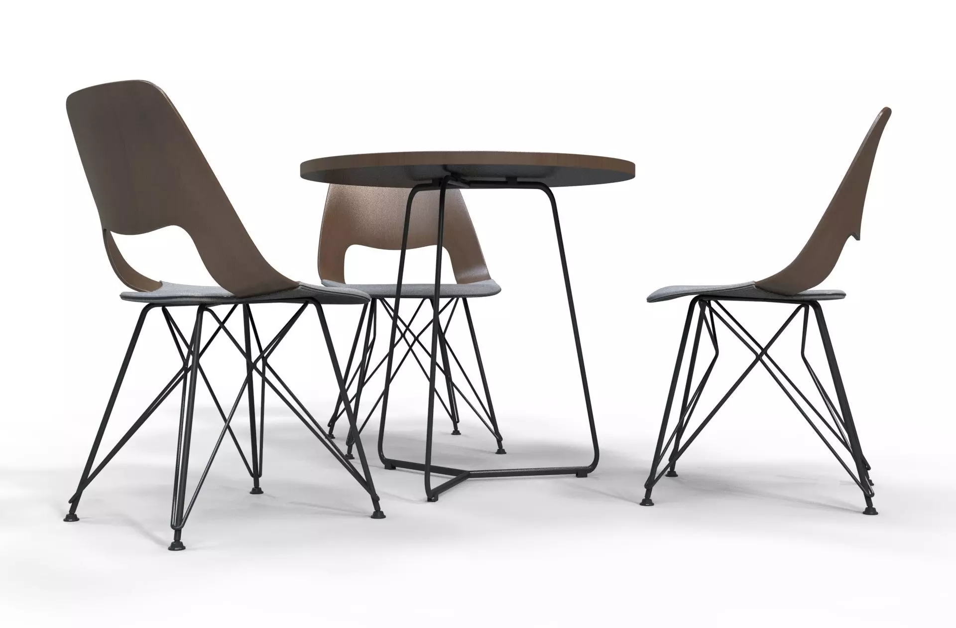 Table set armchair 3d model cafe restaurant  3D model_0