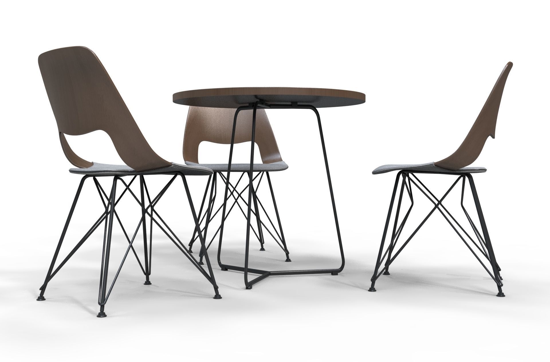 Table set armchair 3d model cafe restaurant  3D model_1