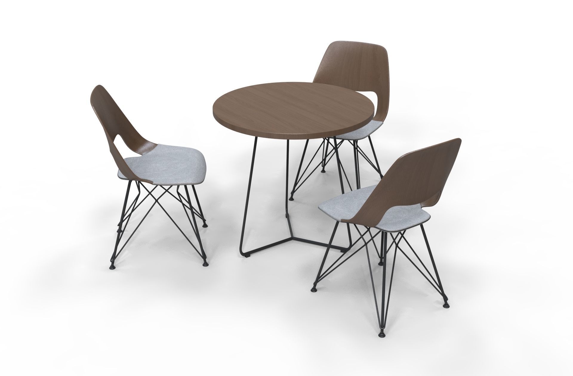 Table set armchair 3d model cafe restaurant  3D model_4