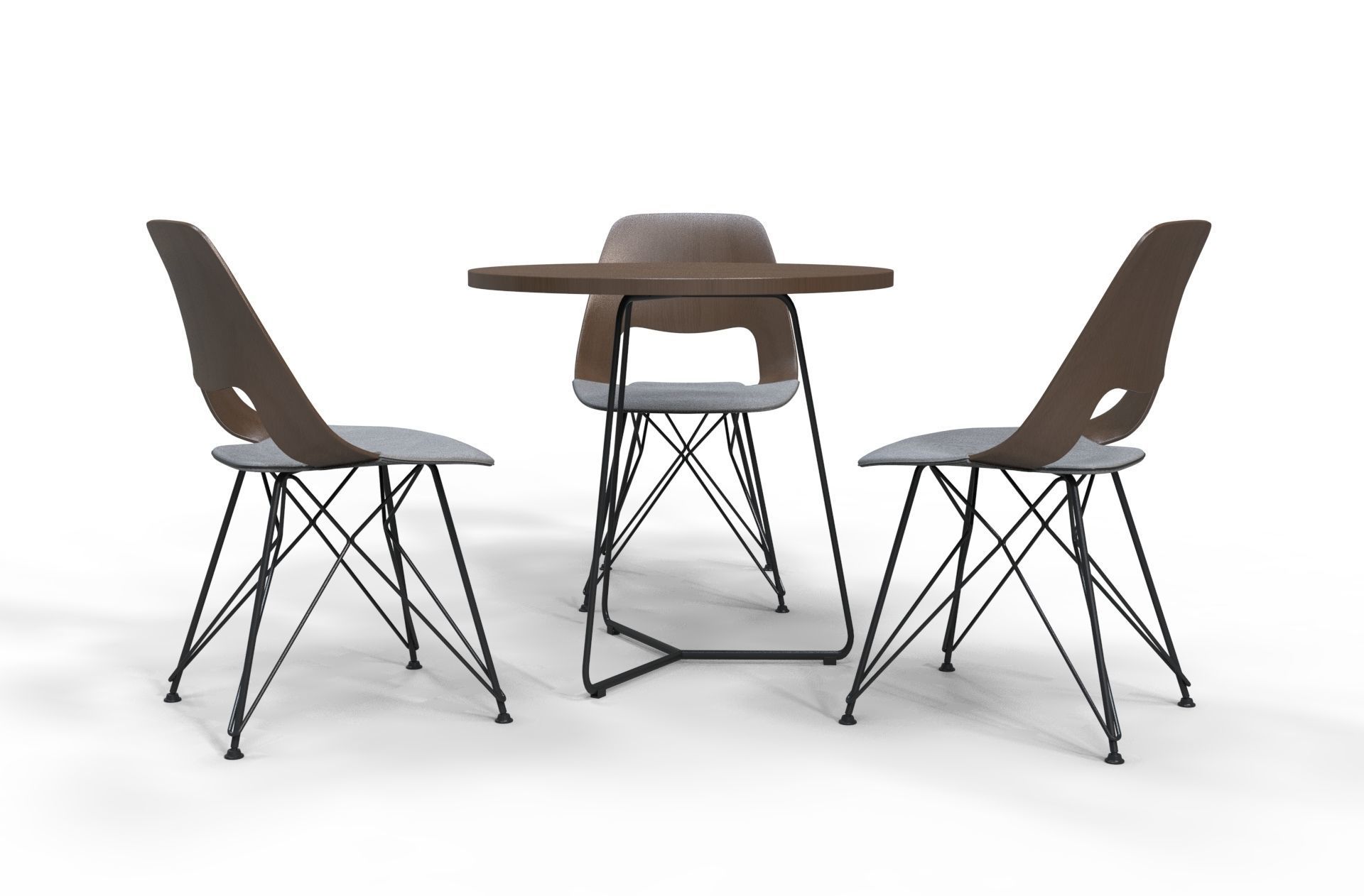 Table set armchair 3d model cafe restaurant  3D model_2