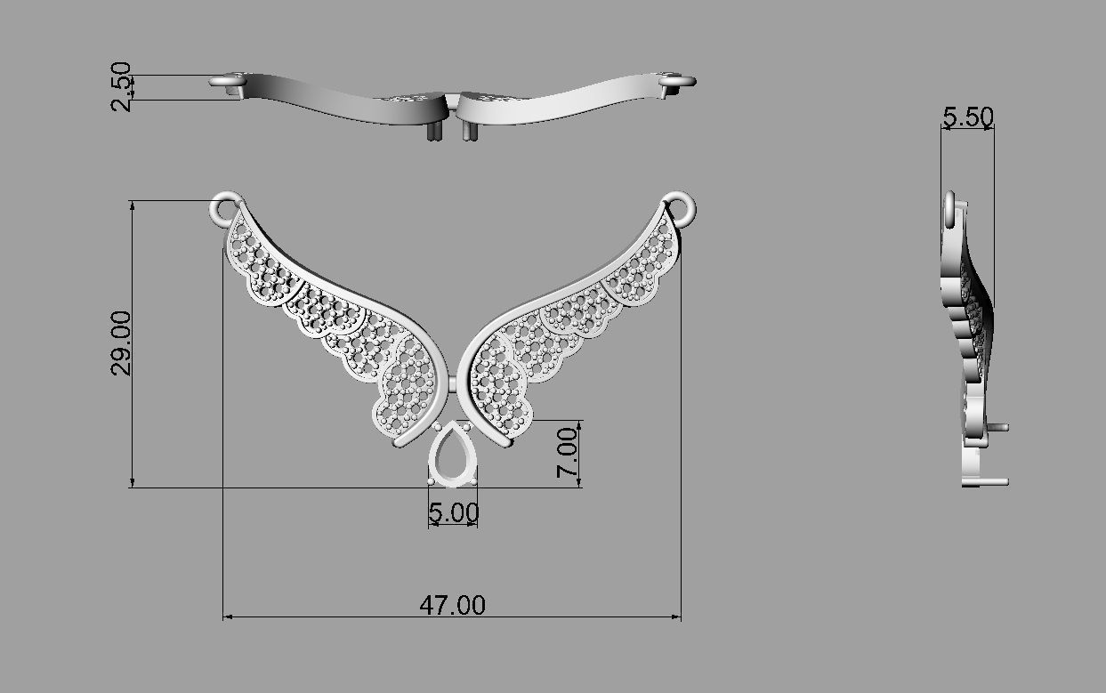Diamond Wings Necklace 3D print model_4