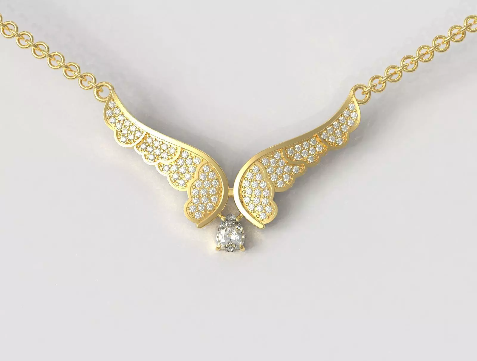 Diamond Wings Necklace 3D print model_0