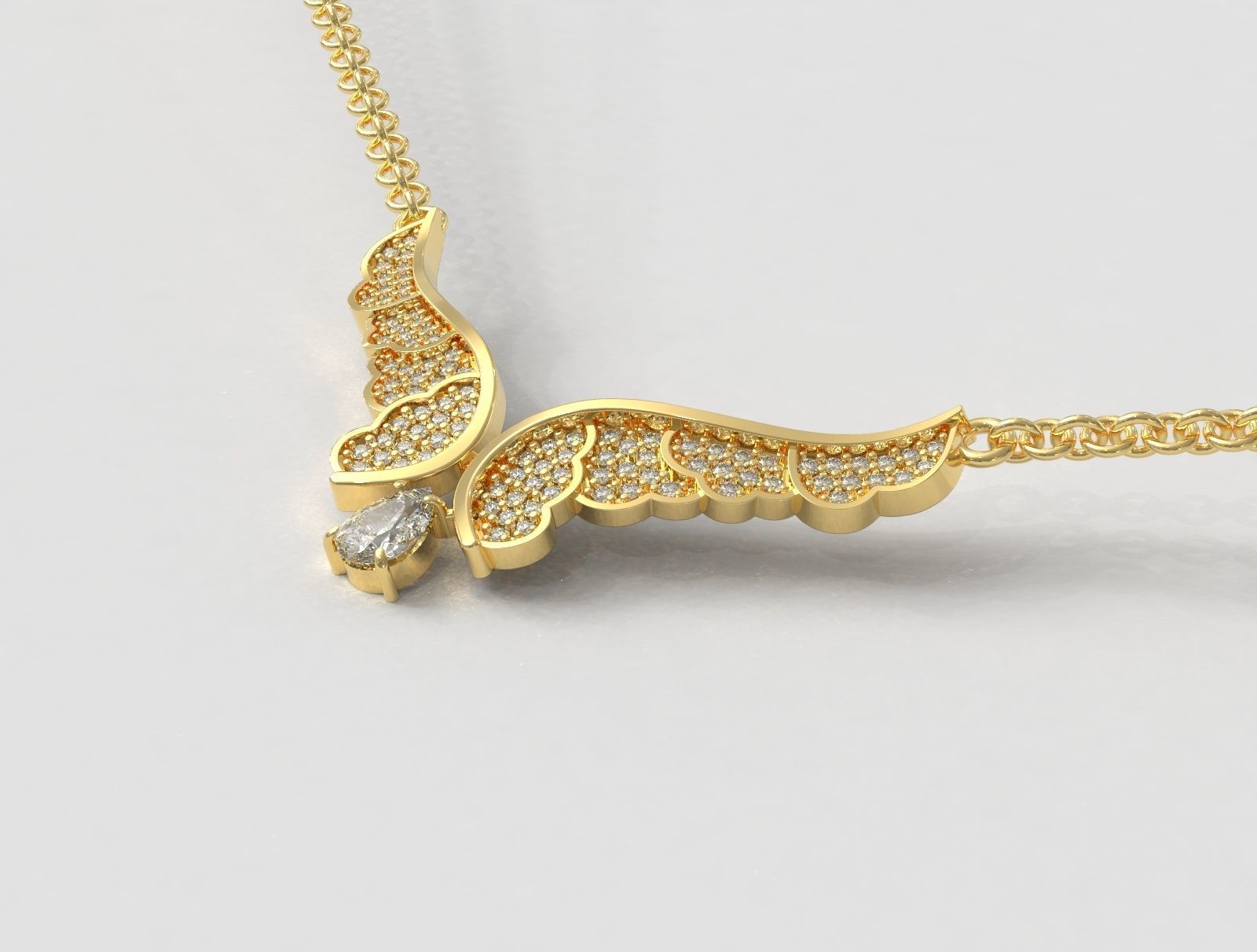 Diamond Wings Necklace 3D print model_1
