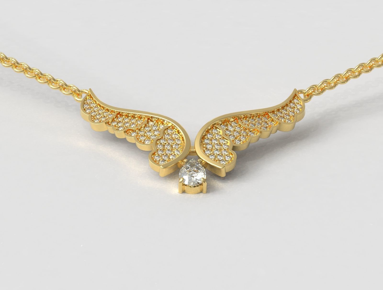 Diamond Wings Necklace 3D print model_2