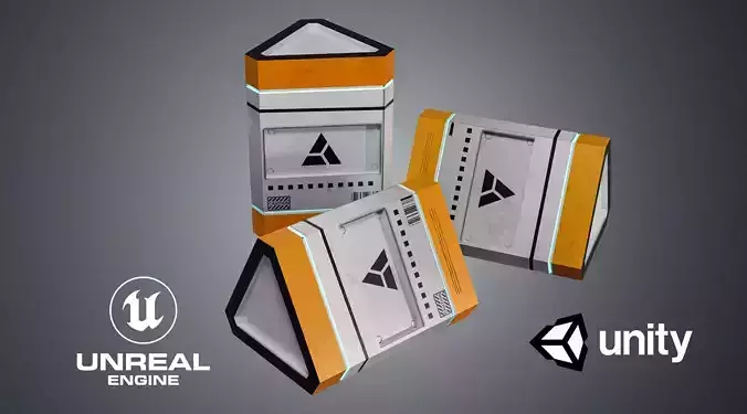 Sci fi Emission Box Low Poly Game ready asset