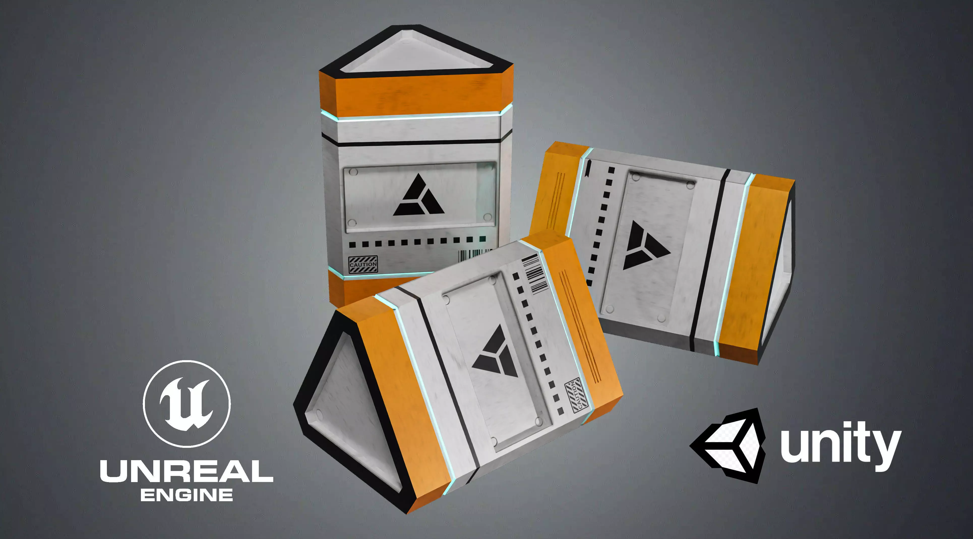 Sci fi Emission Box Low Poly Game ready asset Low-poly 3D model