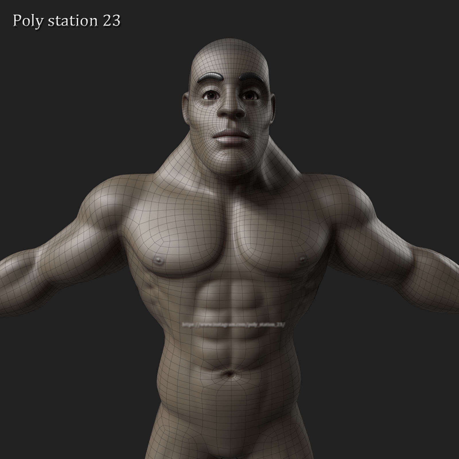 stylized cartoon male body base mesh v1 3D model_1