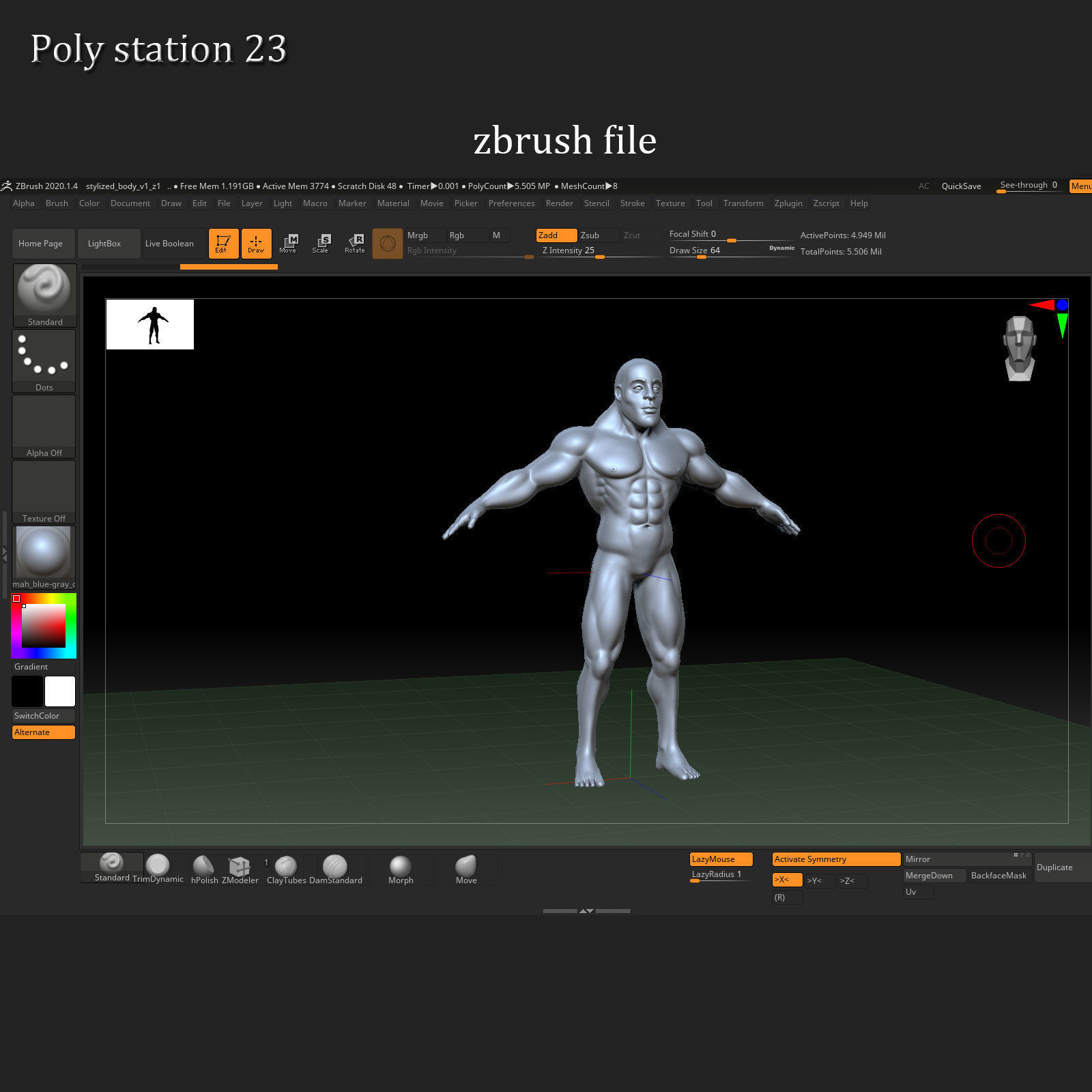 stylized cartoon male body base mesh v1 3D model_26