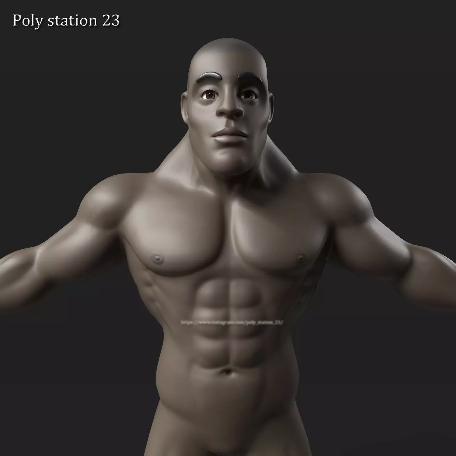 stylized cartoon male body base mesh v1 3D model_0