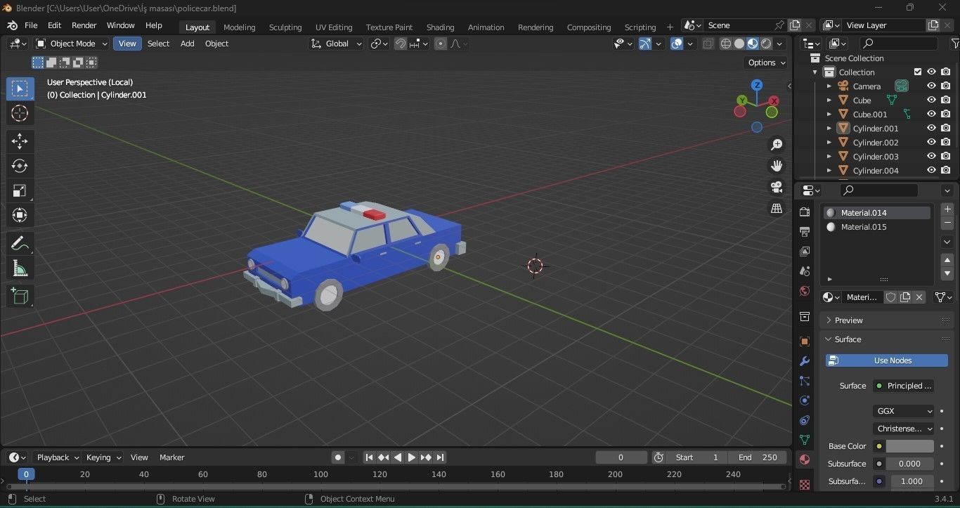 police car Free low-poly 3D model_1
