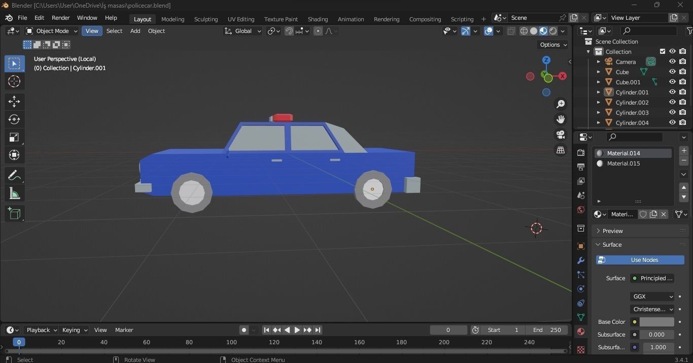 police car Free low-poly 3D model_3