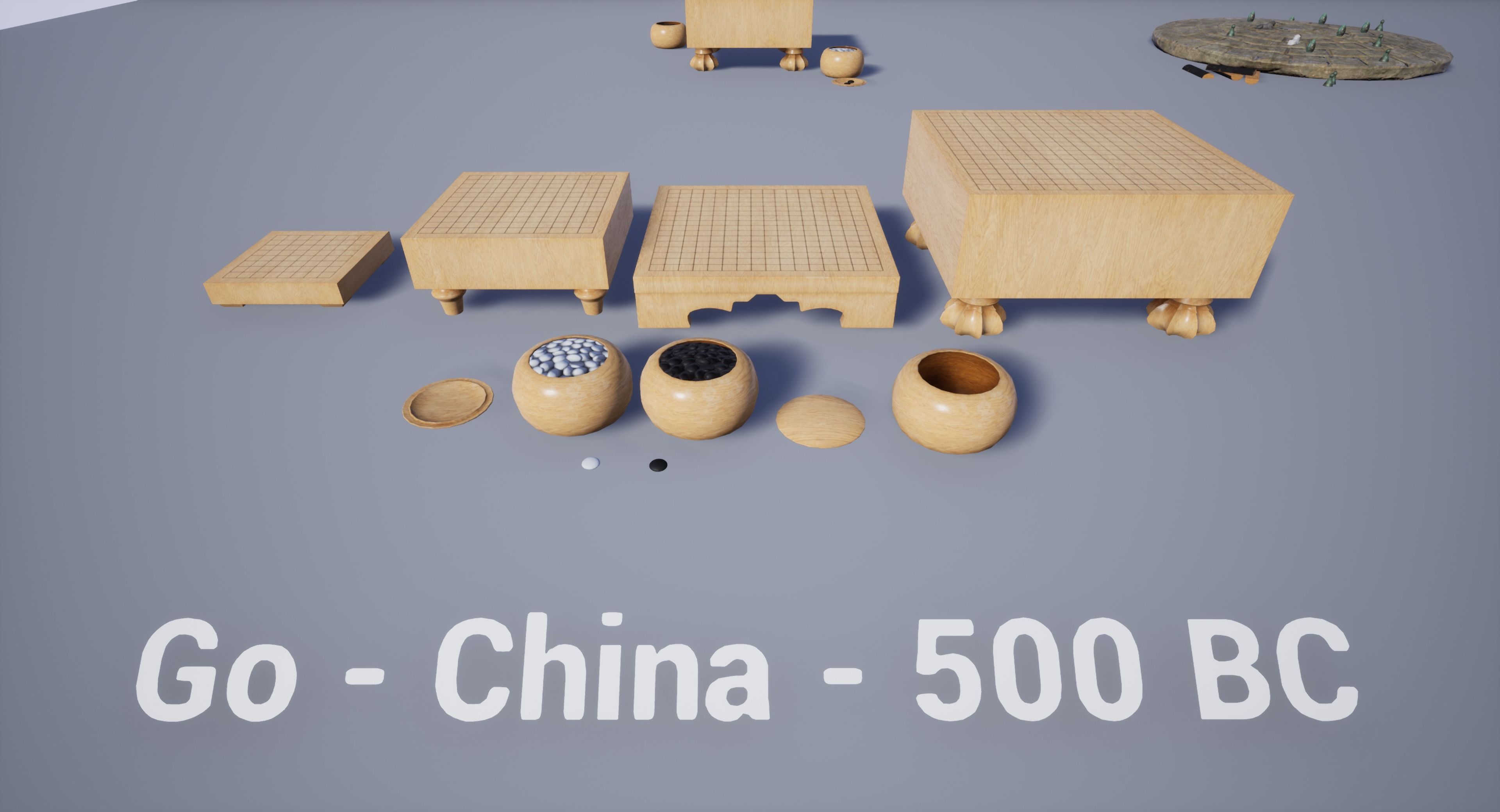 Go - Gameready Chinese boardgame models - 4 sizes  Low-poly 3D model_15