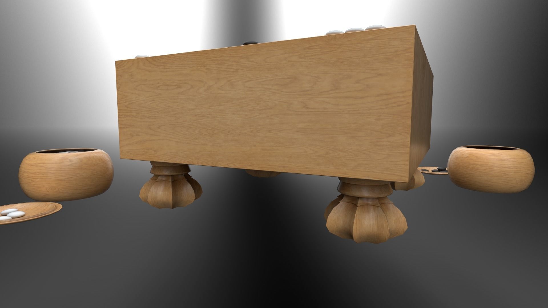 Go - Gameready Chinese boardgame models - 4 sizes  Low-poly 3D model_4