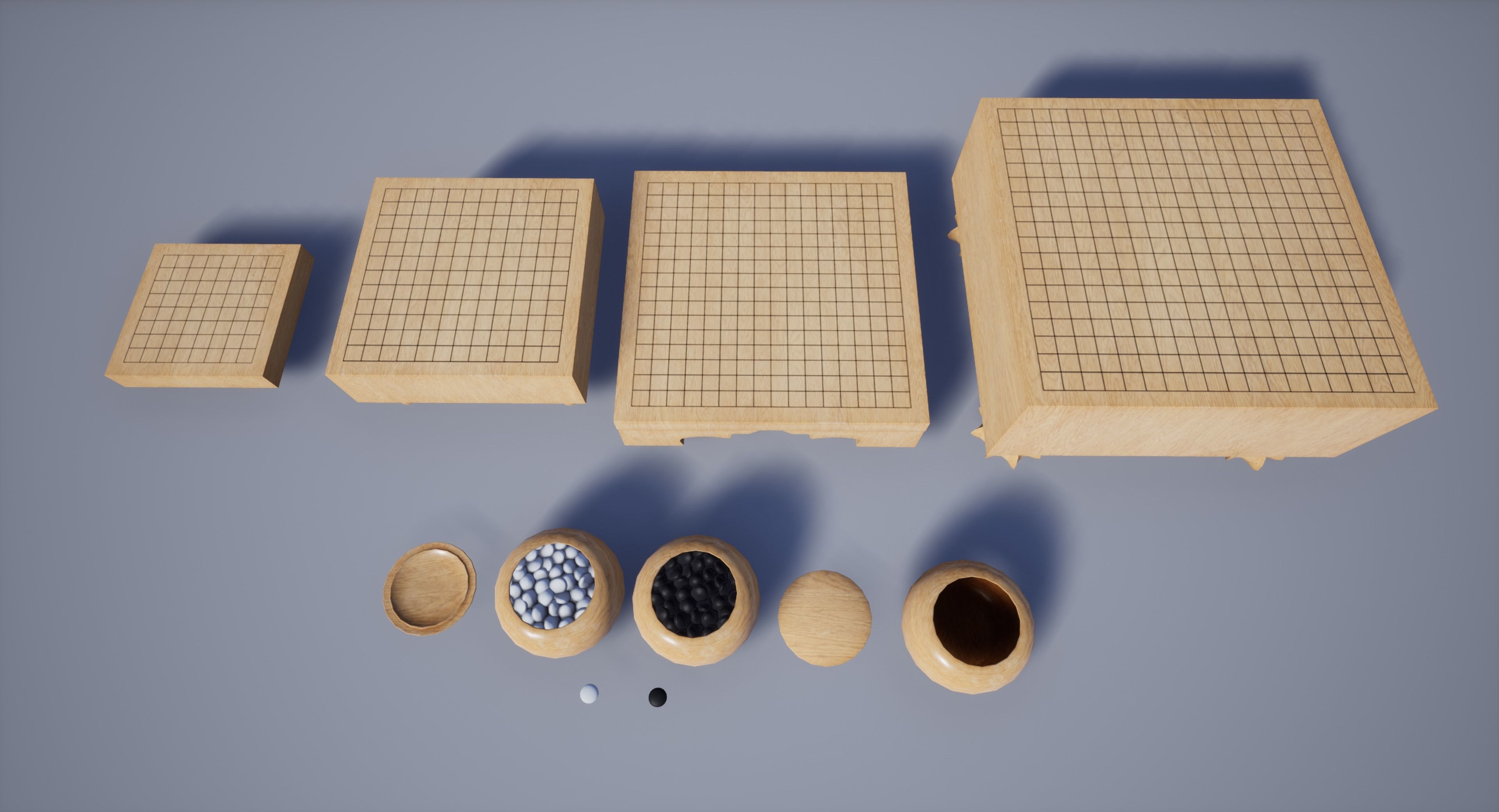 Go - Gameready Chinese boardgame models - 4 sizes  Low-poly 3D model_19