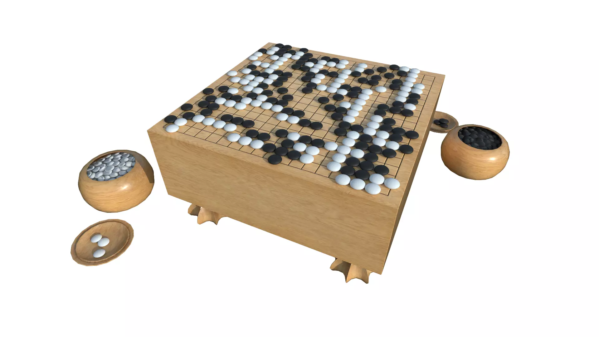 Go - Gameready Chinese boardgame models - 4 sizes  Low-poly 3D model_0