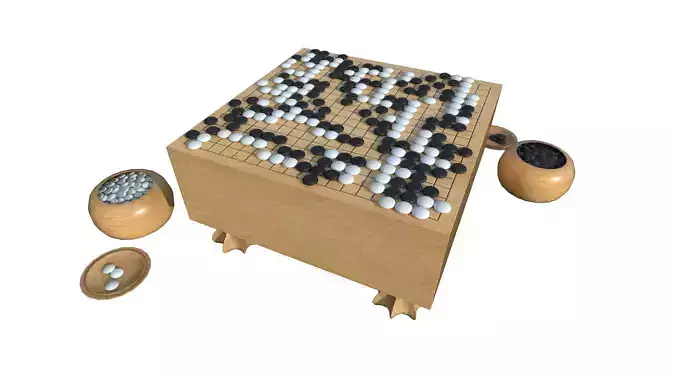 Go - Gameready Chinese boardgame models - 4 sizes  Low-poly 3D model