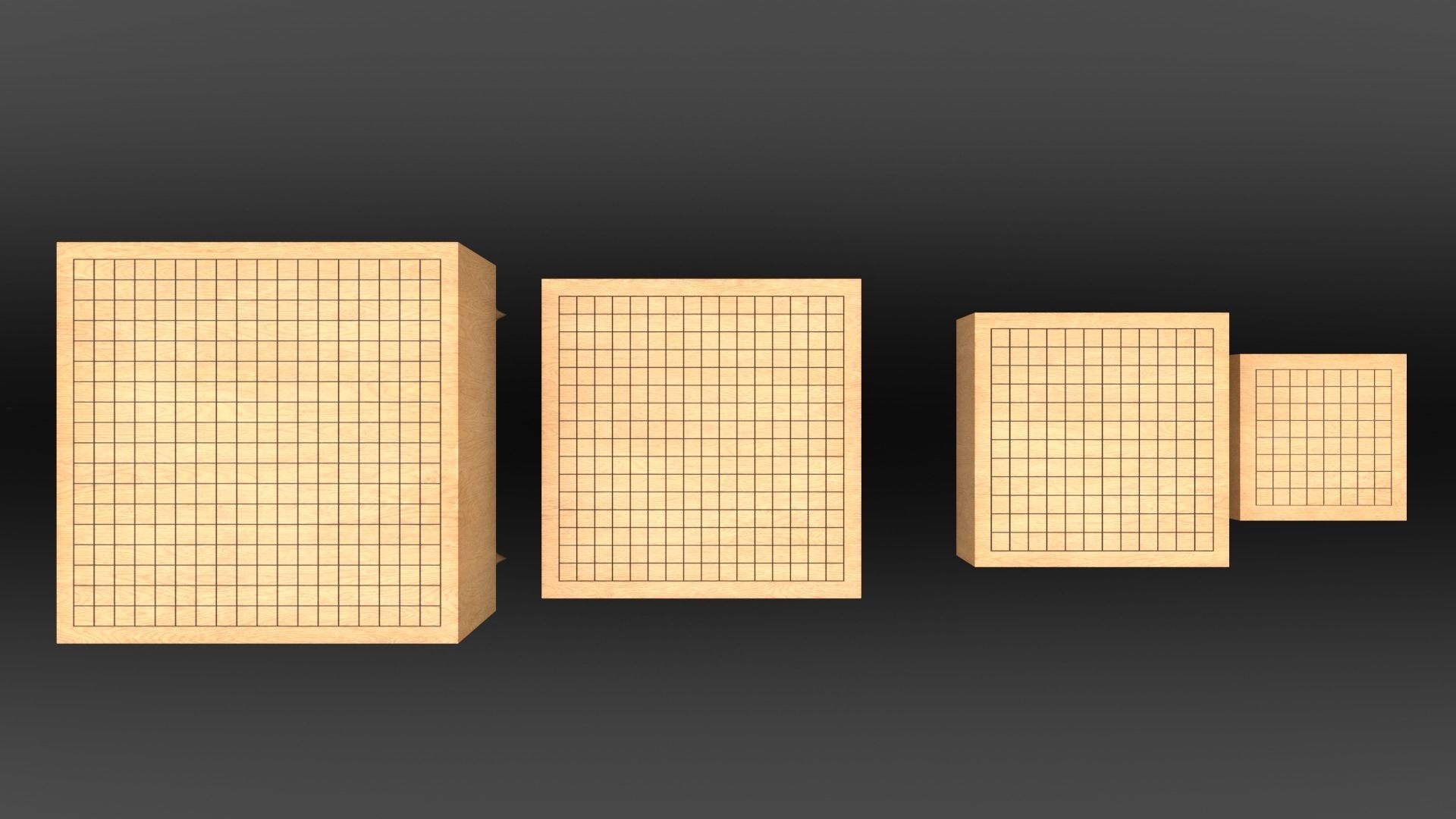 Go - Gameready Chinese boardgame models - 4 sizes  Low-poly 3D model_5