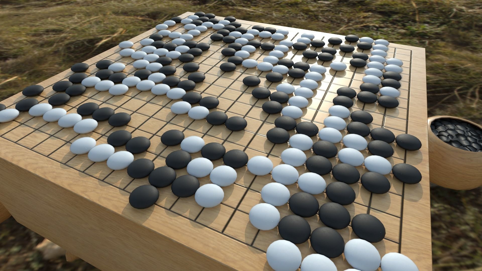 Go - Gameready Chinese boardgame models - 4 sizes  Low-poly 3D model_2