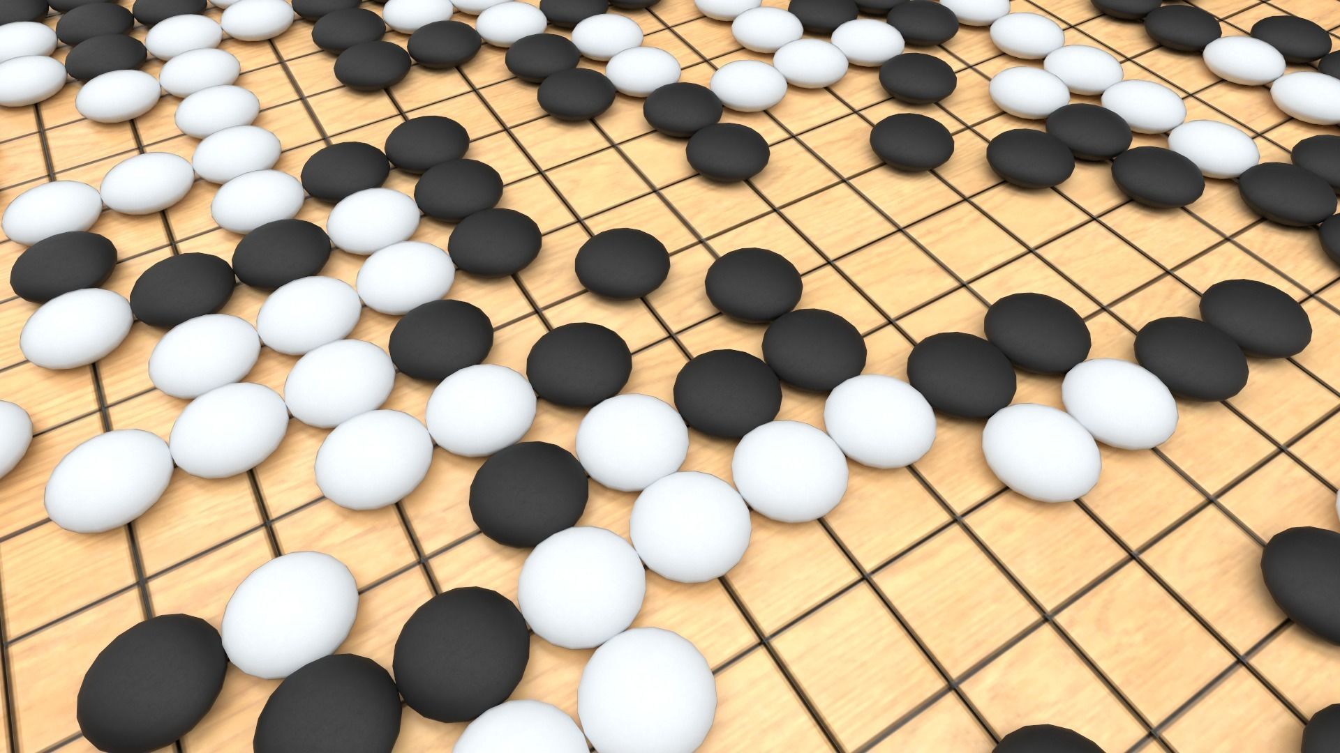 Go - Gameready Chinese boardgame models - 4 sizes  Low-poly 3D model_3