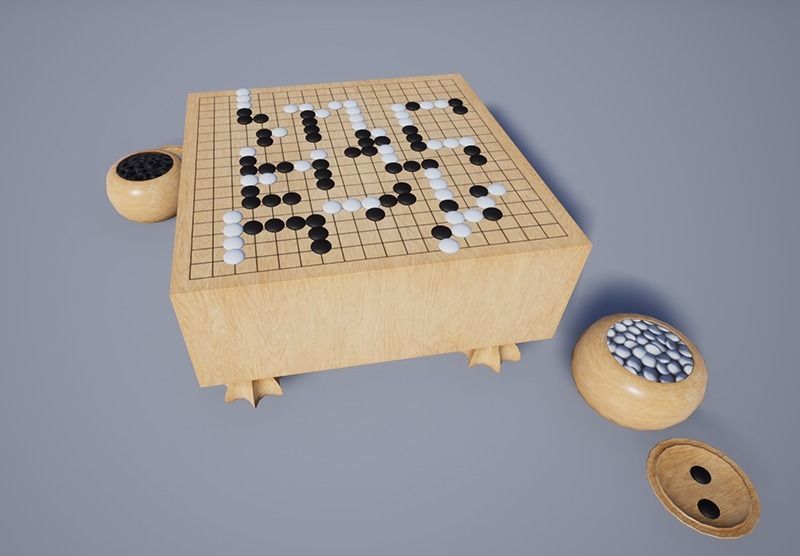 Go - Gameready Chinese boardgame models - 4 sizes  Low-poly 3D model_16