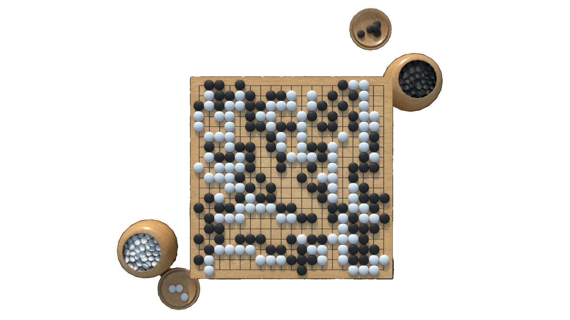 Go - Gameready Chinese boardgame models - 4 sizes  Low-poly 3D model_1