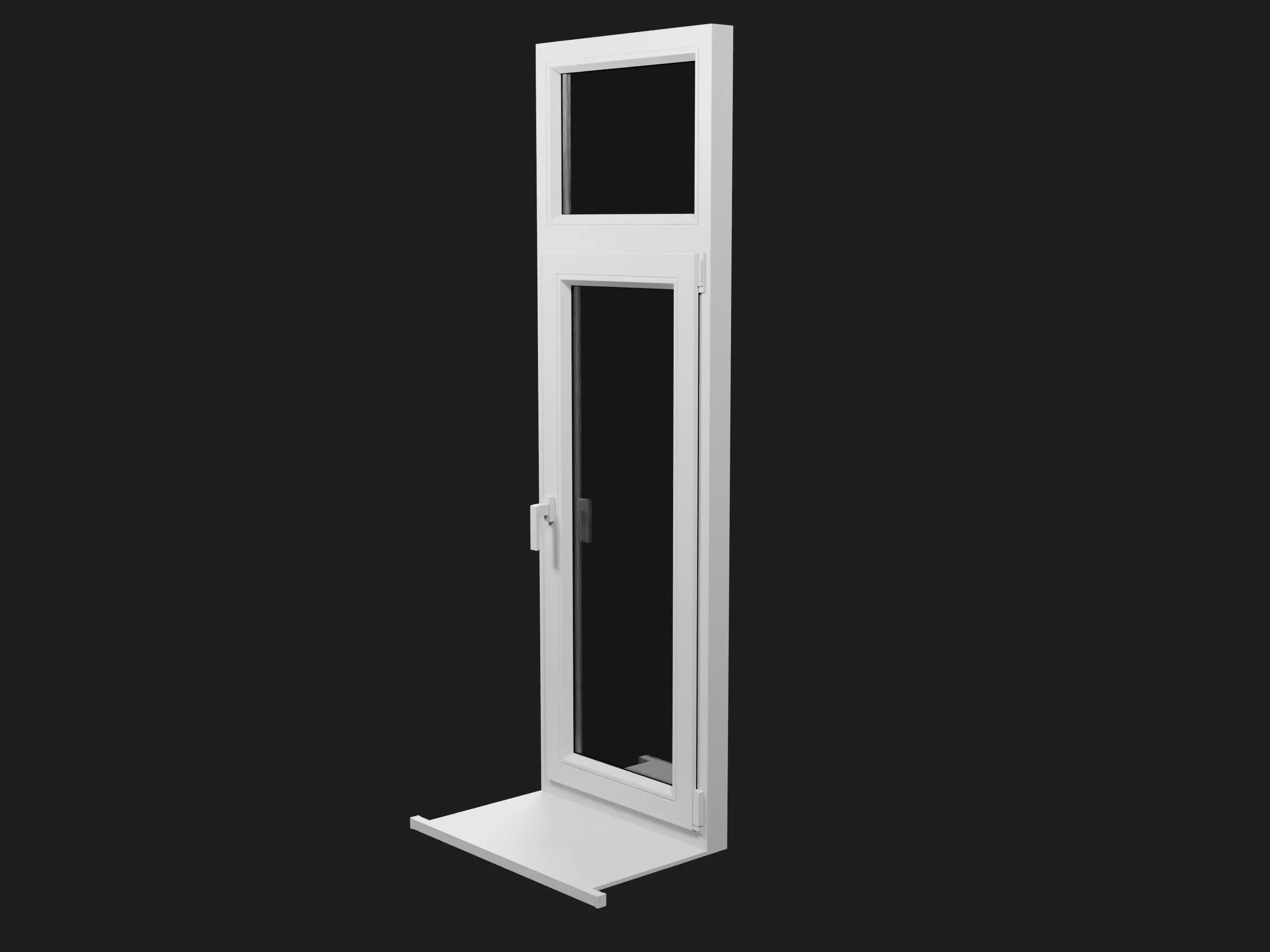 Casement window with upper window Low-poly 3D model_0