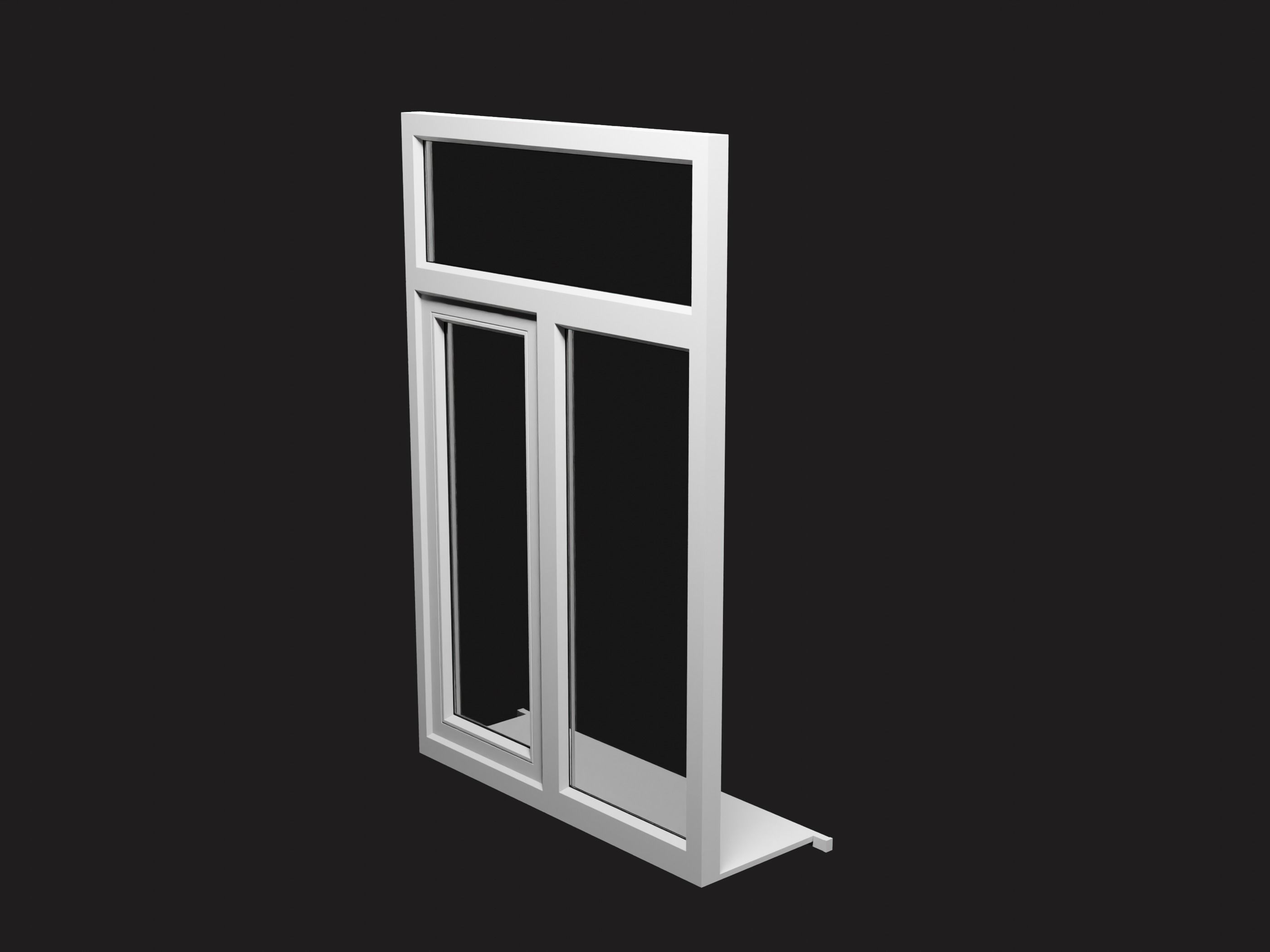 Casement window with upper window Low-poly 3D model_14