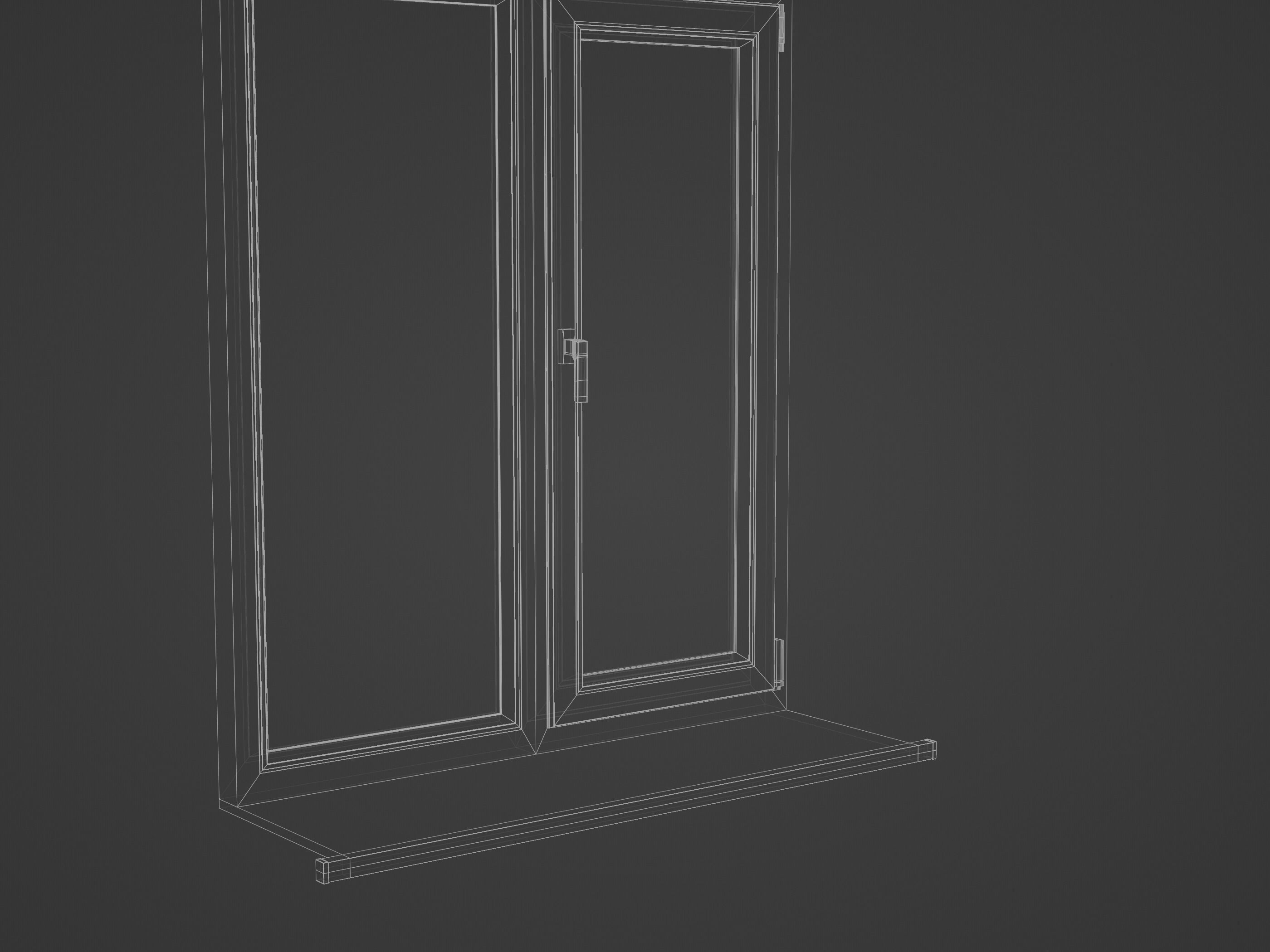 Casement window with upper window Low-poly 3D model_8