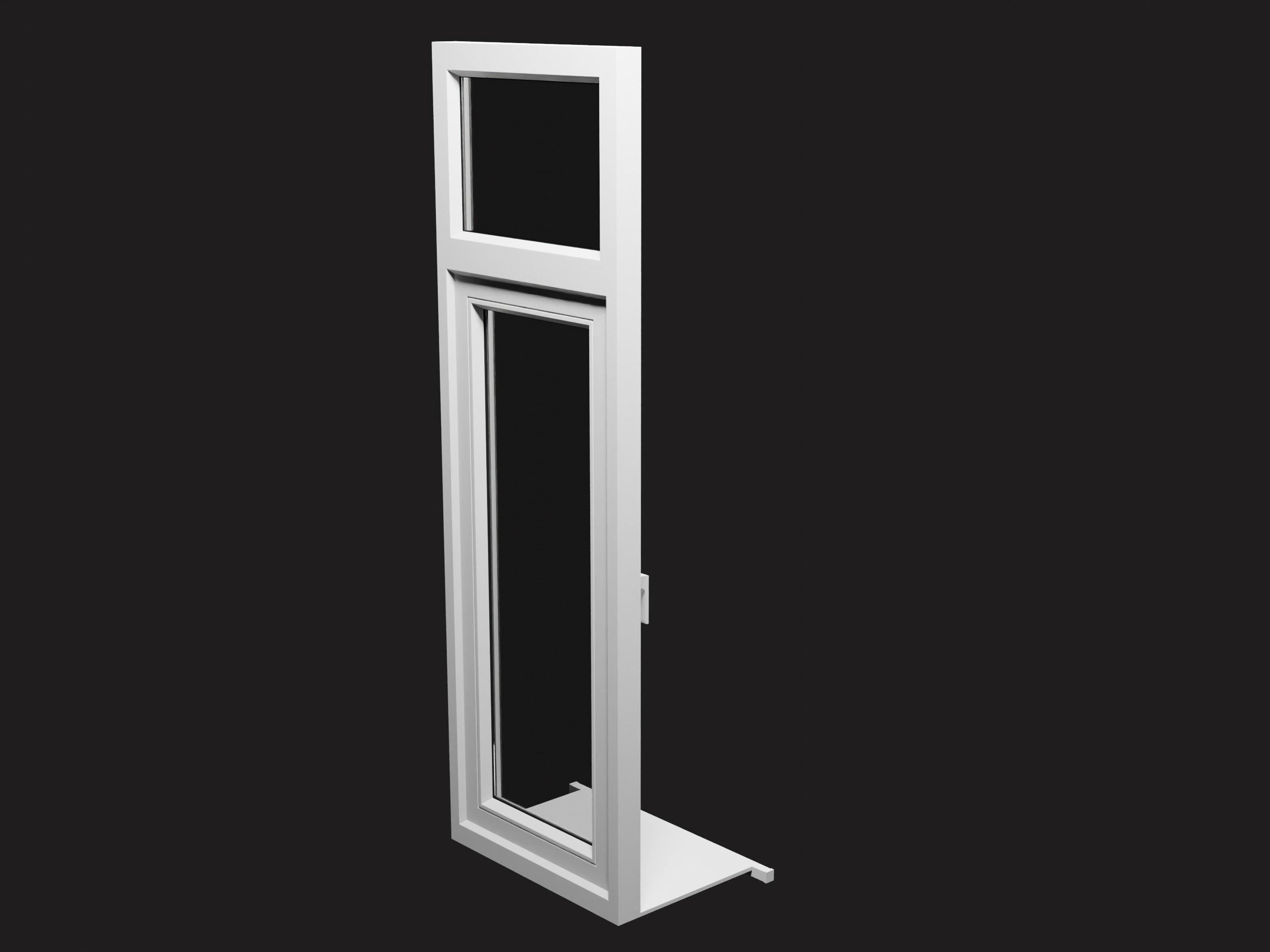 Casement window with upper window Low-poly 3D model_1